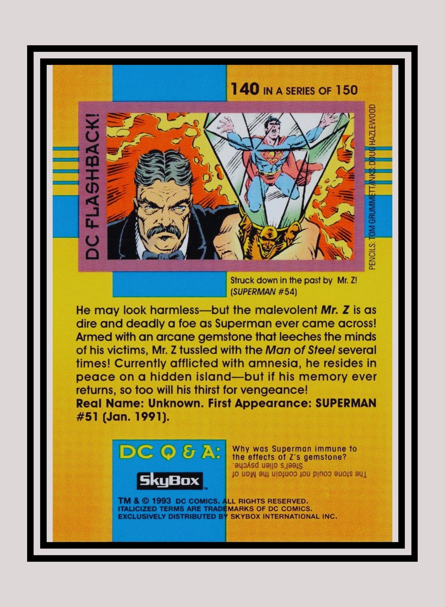 DC! 1x Mr. Z - Base (#140 - 1993 Skybox DC Cosmic Teams)