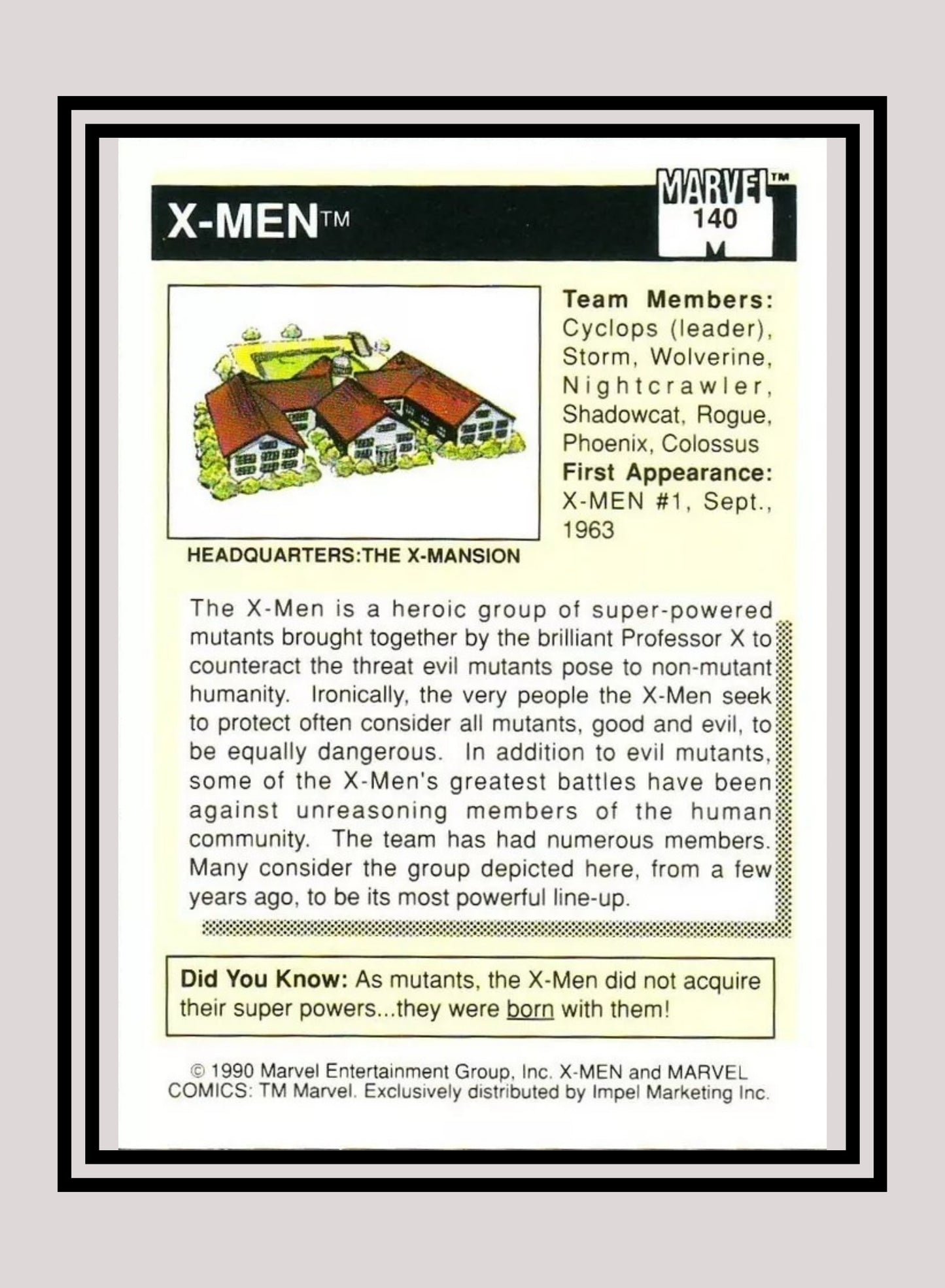 Marvel! 1x X-Men - Base (#140 - 1990 Impel Marvel Universe Series I)