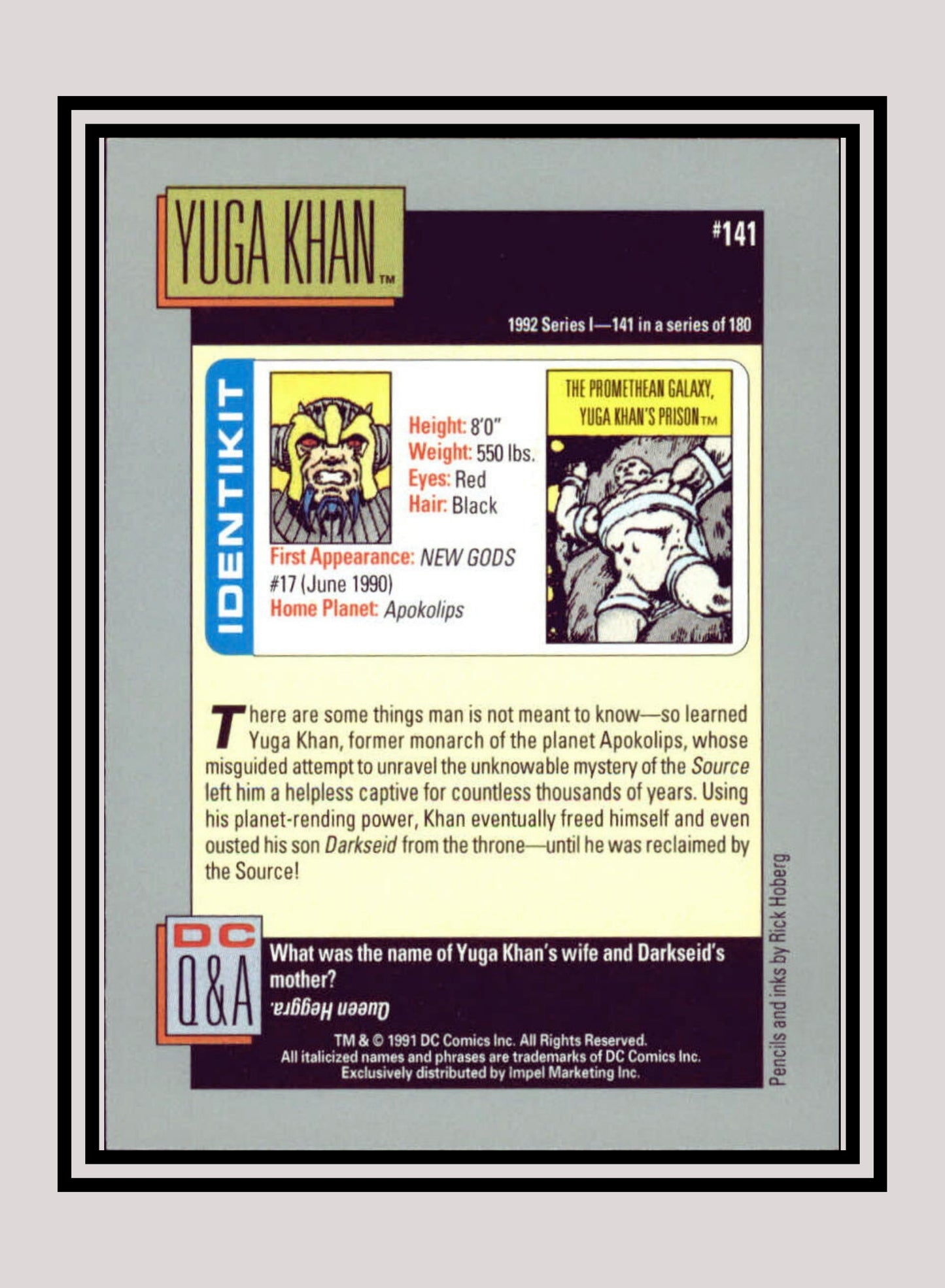 DC! 1x Yuga Khan - Base (#141 - 1991 Impel DC Cosmic Cards)