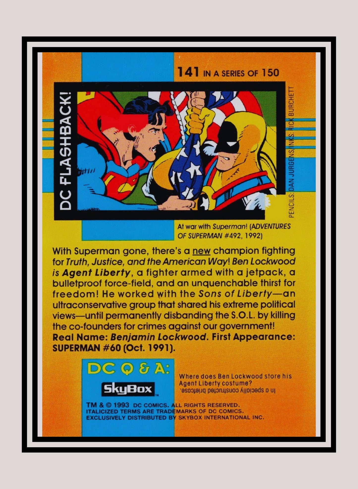 DC! 1x Agent Liberty - Base (#141 - 1993 Skybox DC Cosmic Teams)