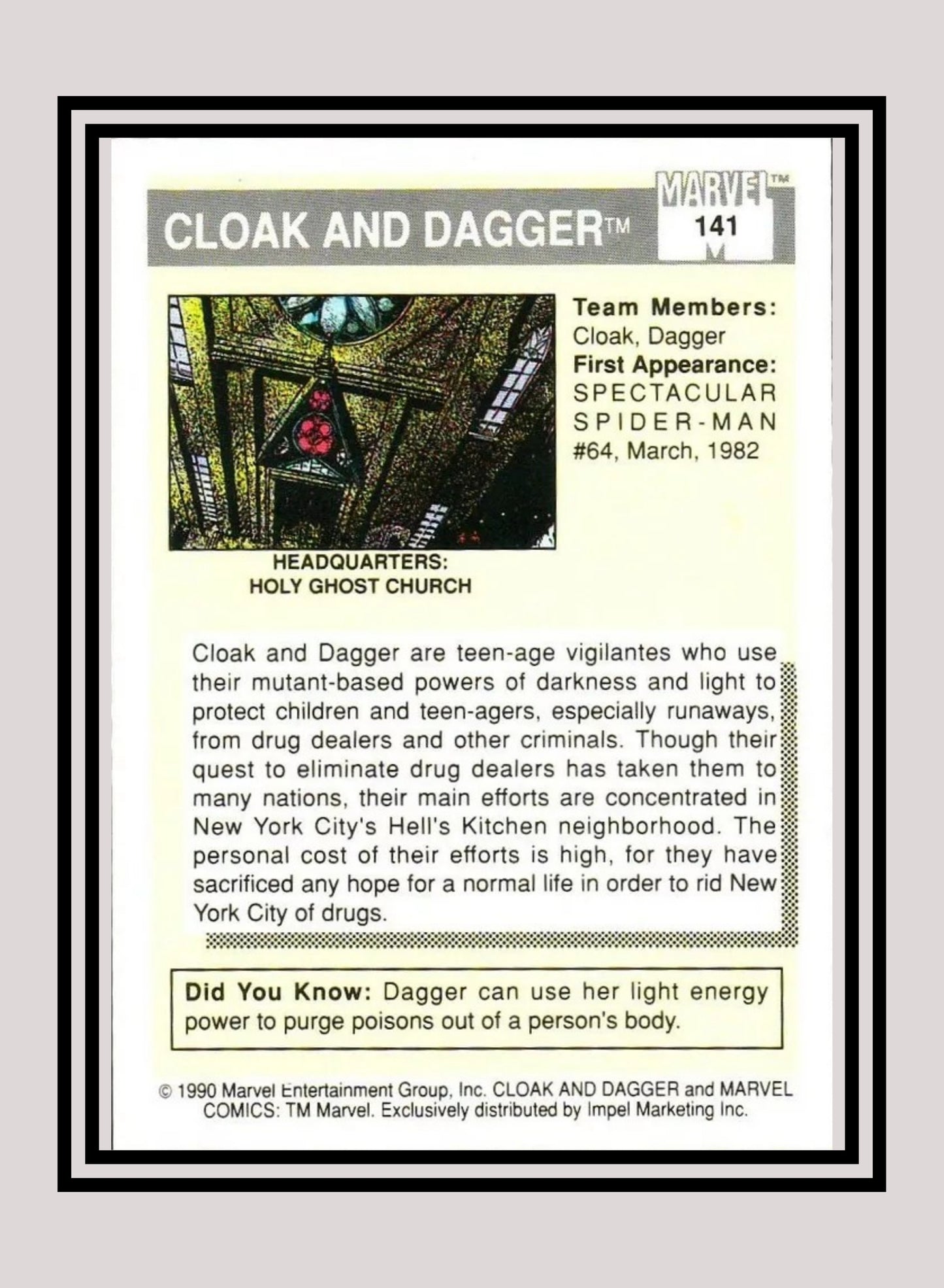 Marvel! 1x Cloak and Dagger - Base (#141 - 1990 Impel Marvel Universe Series I)