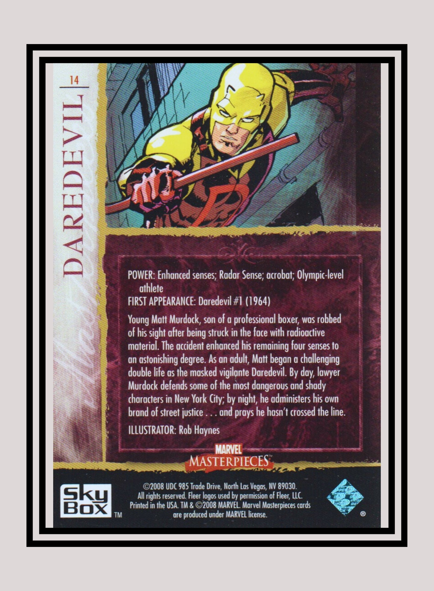 Marvel! 1x Daredevil - Base (#14 - 2008 Upper Deck Marvel Masterpieces Series 2)