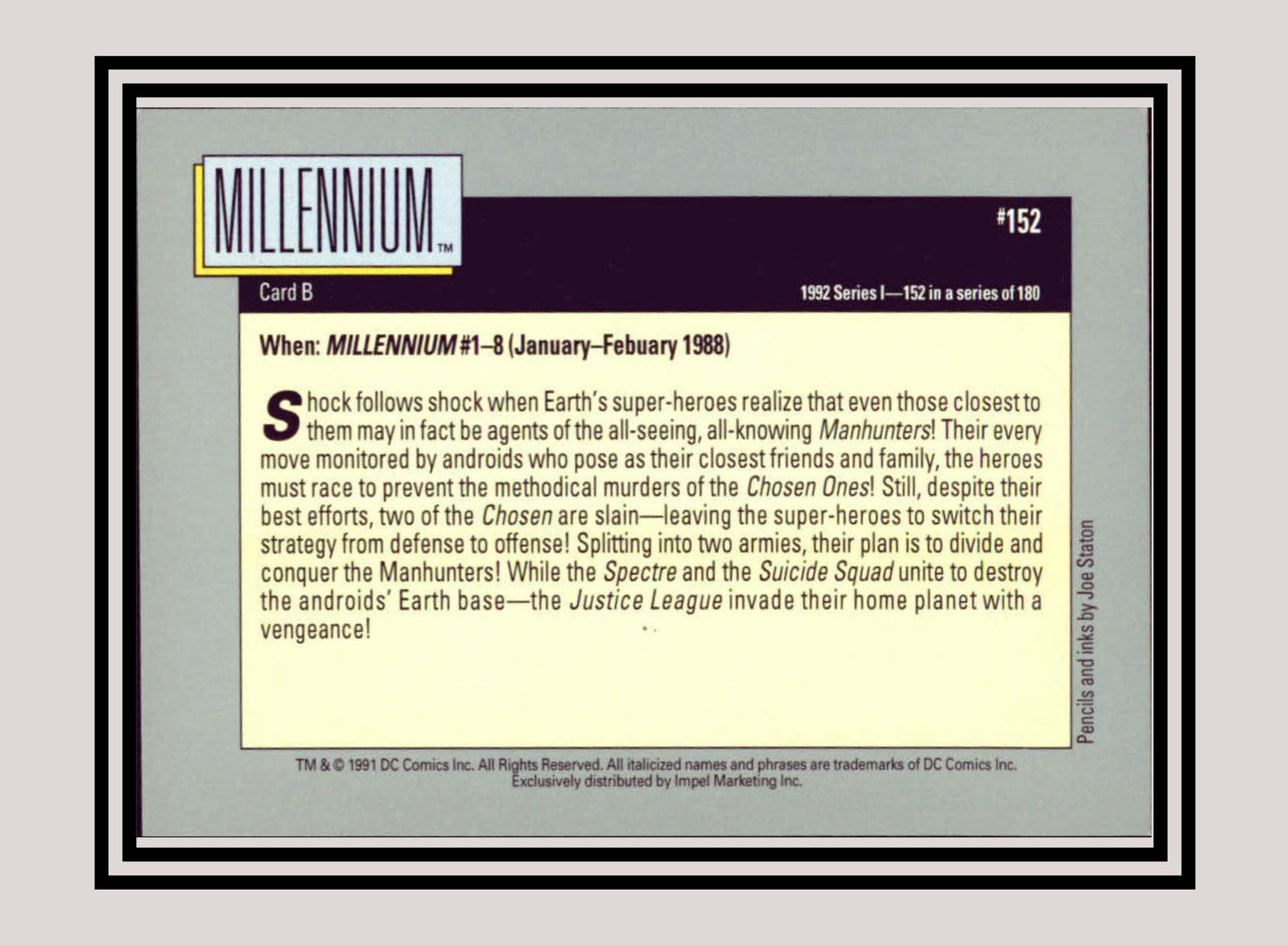 DC! 1x Millennium (Card B) - Base (#152 - 1991 Impel DC Cosmic Cards)