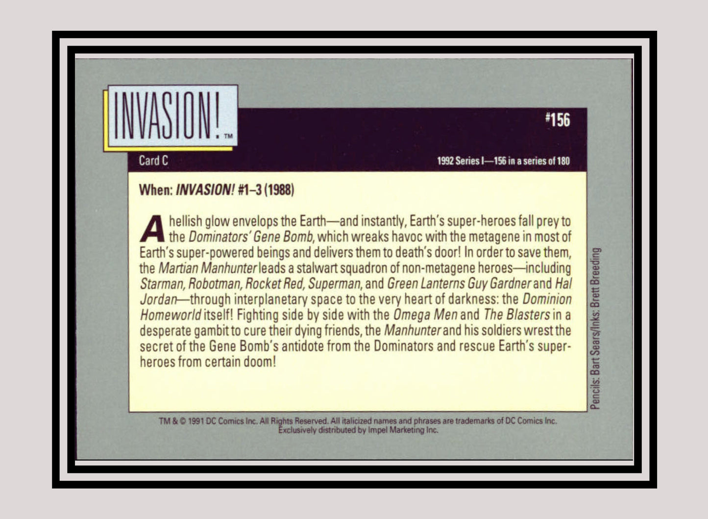 DC! 1x Invasion! (Card C) - Base (#156 - 1991 Impel DC Cosmic Cards)
