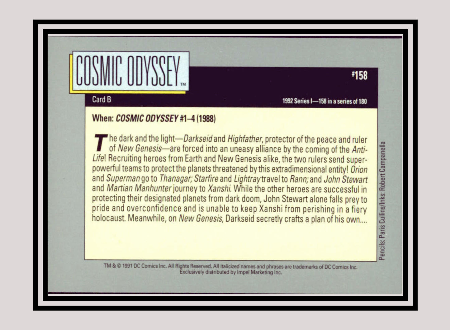 DC! 1x Cosmic Odyssey (Card B) - Base (#158 - 1991 Impel DC Cosmic Cards)