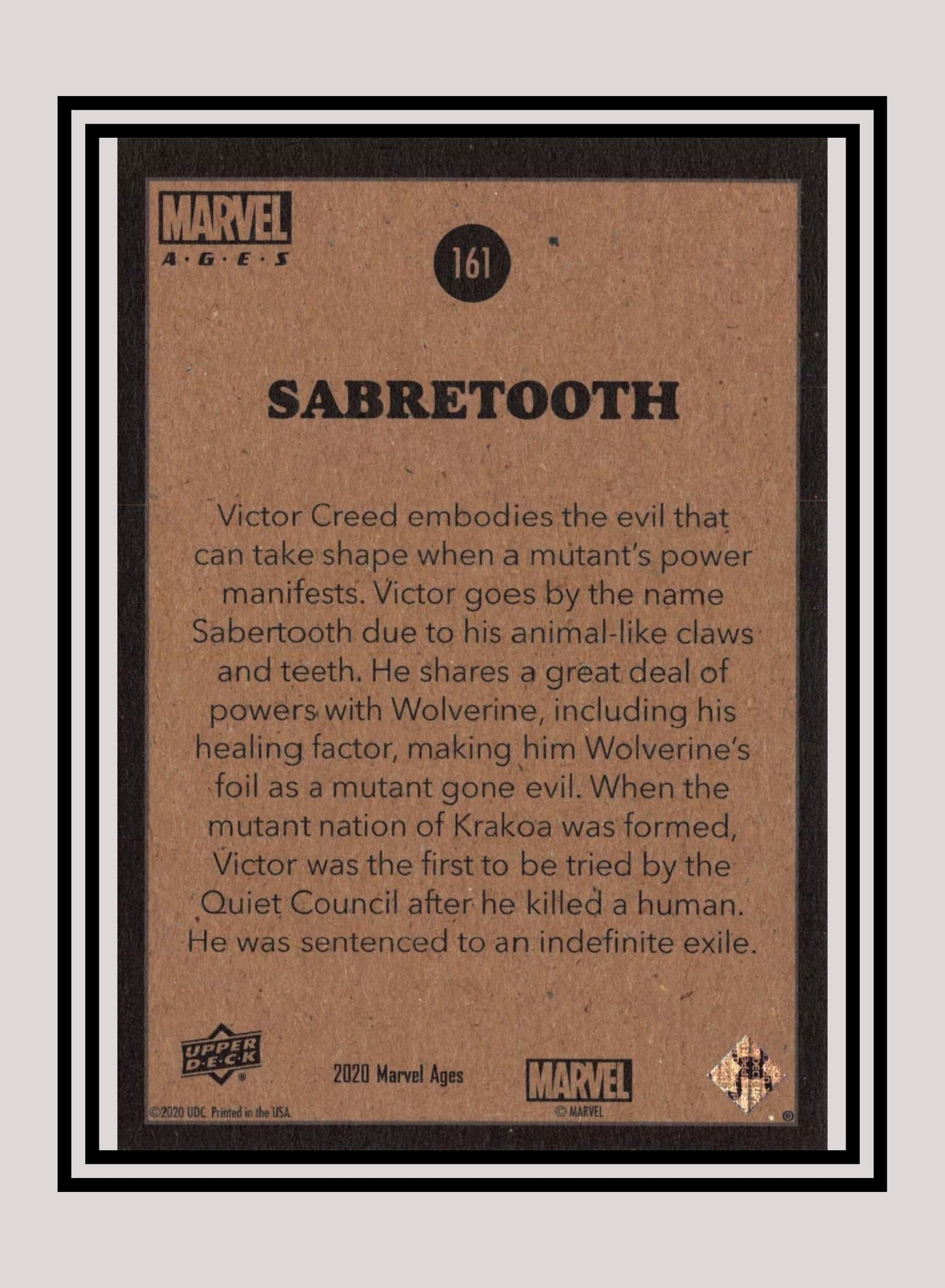 Marvel! 1x Sabretooth - Base (#161 - 2020 Upper Deck Marvel Ages)