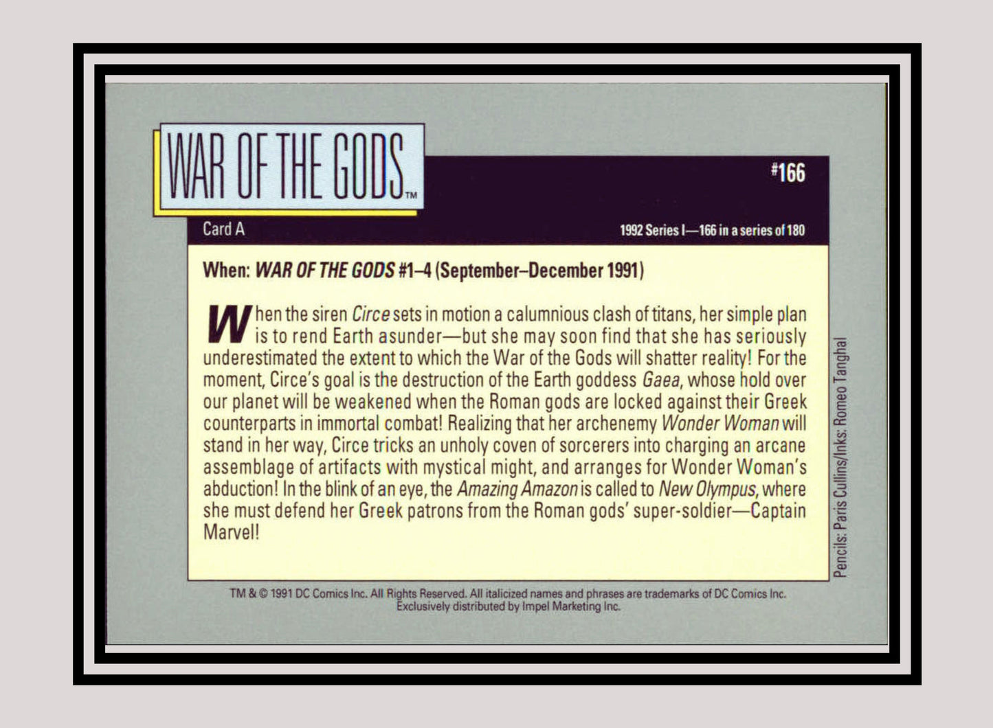 DC! 1x War of the Gods (Card A) - Base (#166 - 1991 Impel DC Cosmic Cards)