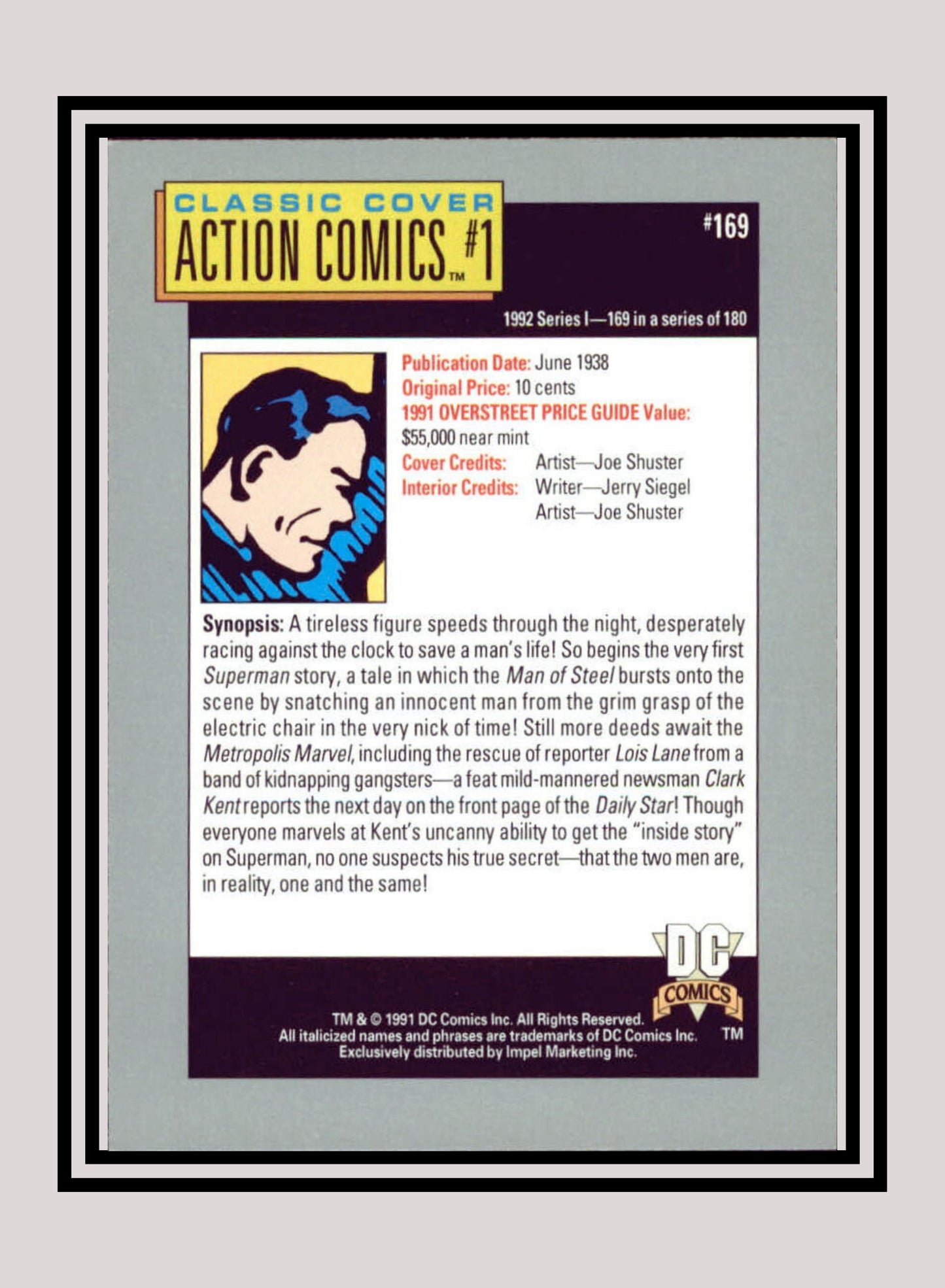 DC! 1x Action Comics #1 - Base (#169 - 1991 Impel DC Cosmic Cards)