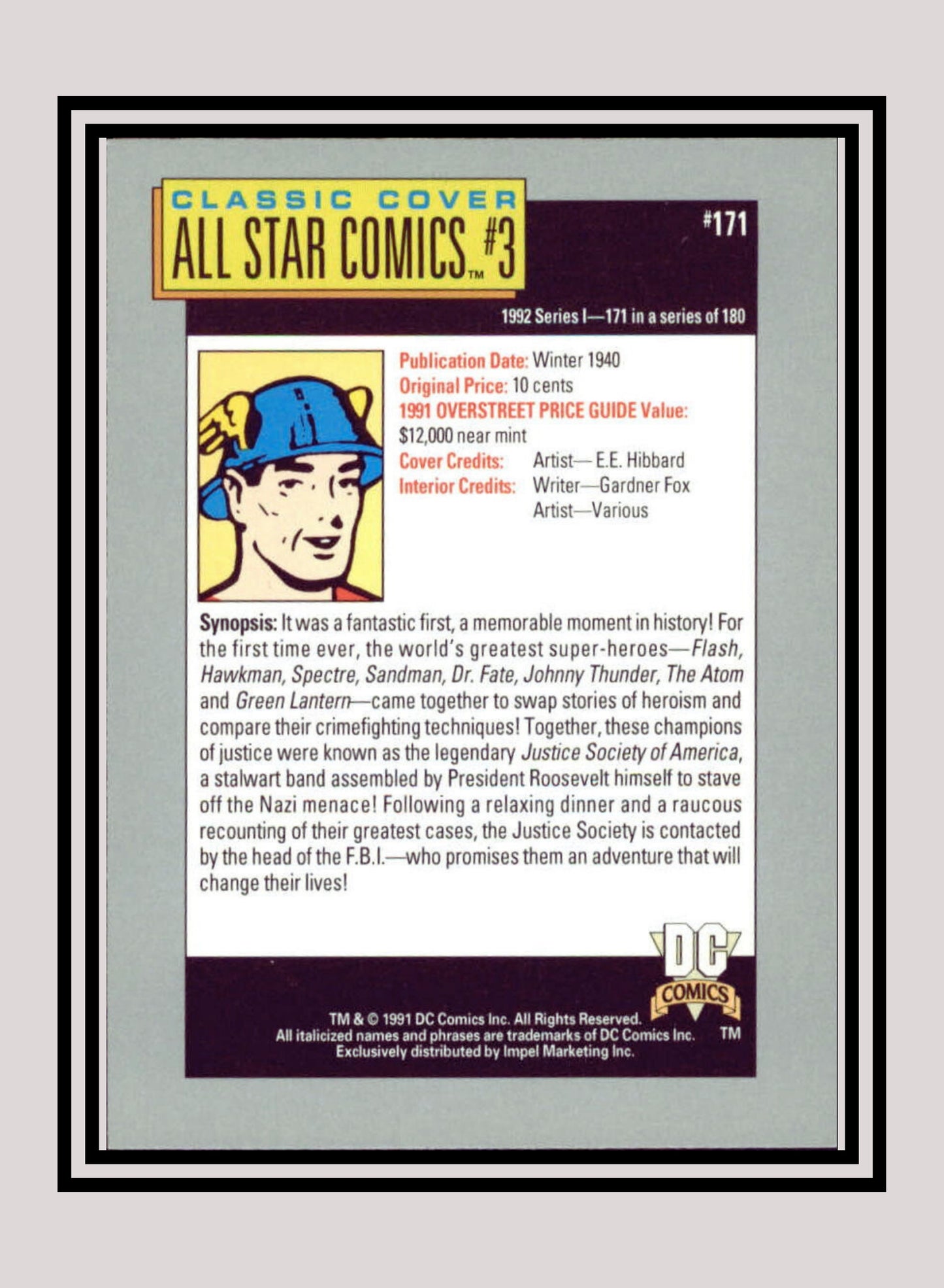 DC! 1x All Star Comics #3 - Base (#171 - 1991 Impel DC Cosmic Cards)
