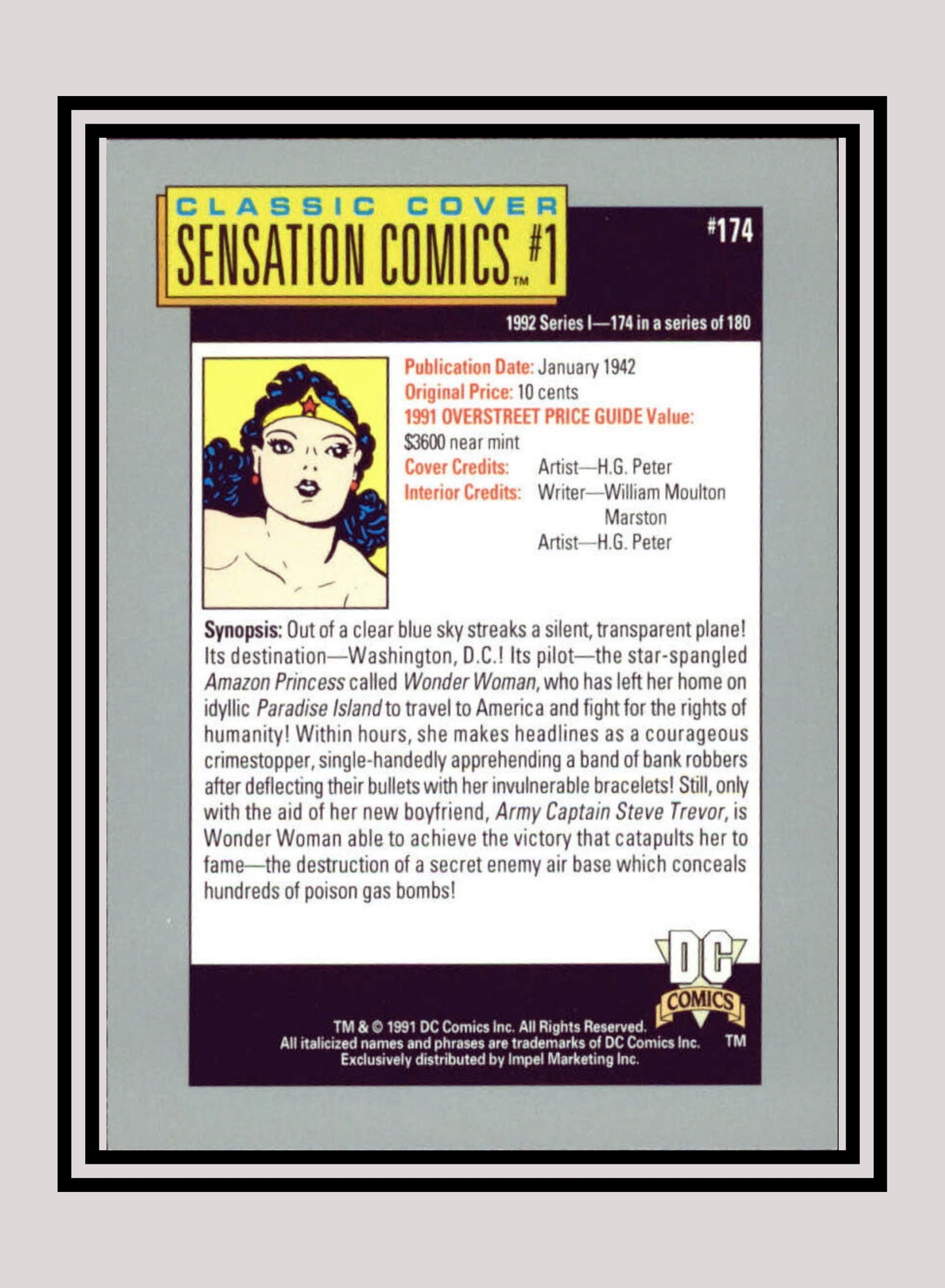 DC! 1x Sensation Comics #1 - Base (#174 - 1991 Impel DC Cosmic Cards)