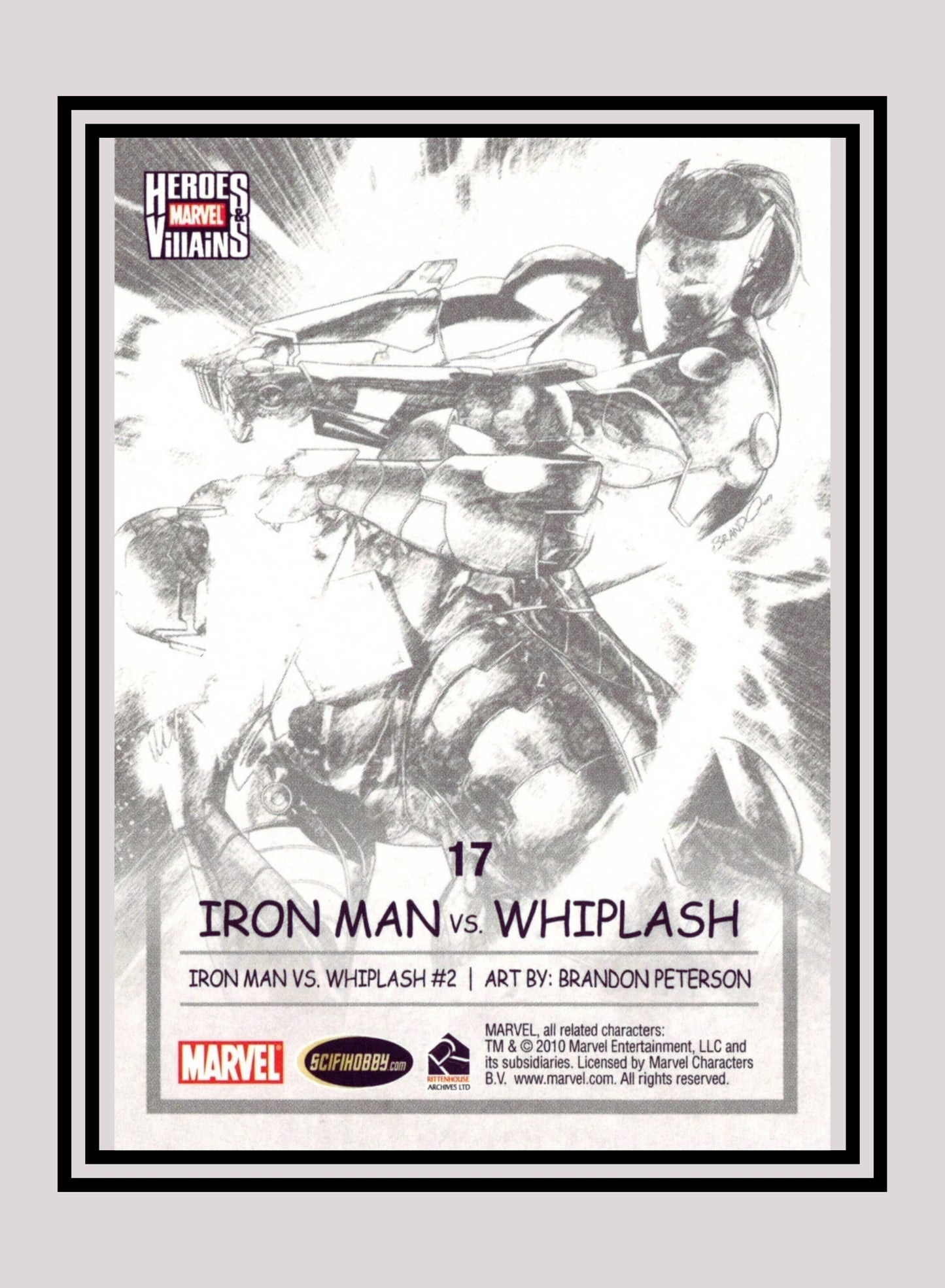 Marvel! 1x Iron Man vs. Whiplash - Base (#17 - 2010 Rittenhouse Marvel Heroes & Villains)