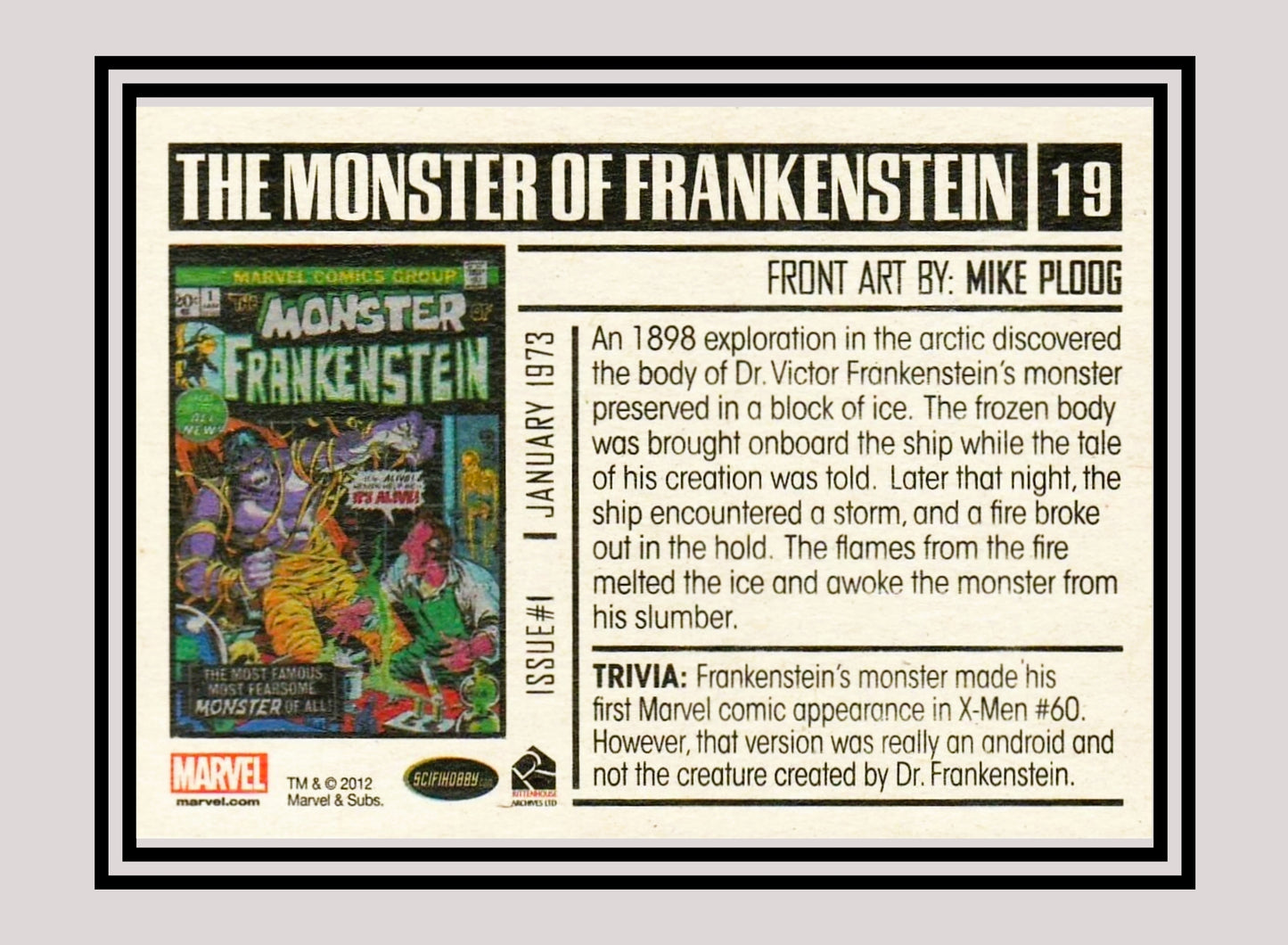 Marvel! 1x The Monster of Frankenstein #1 - Base (#19 - 2012 Rittenhouse Marvel Bronze Age)