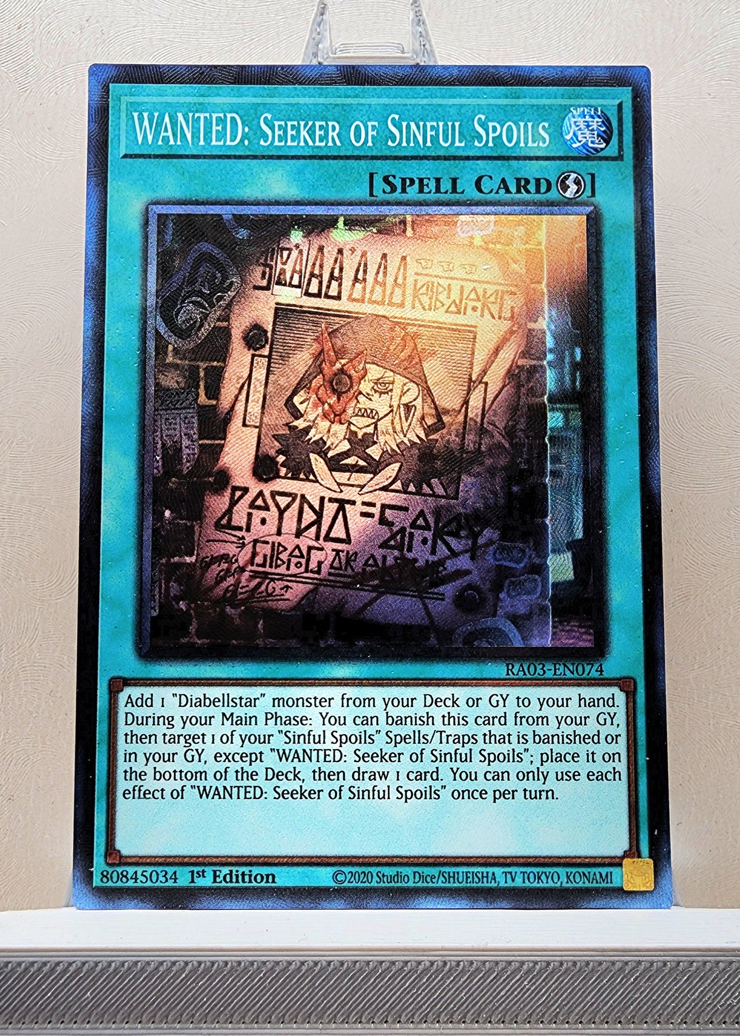 Yugioh! 1x WANTED: Seeker of Sinful Spoils (RA03 - Prismatic Collectors Rare) 1st Edition