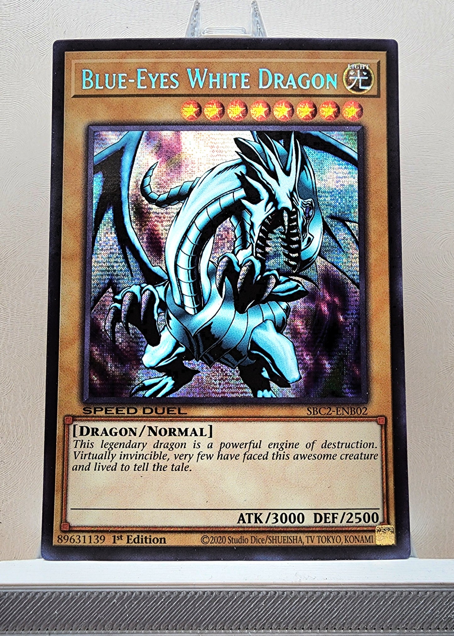 Yugioh! 1x Blue-Eyes White Dragon (SBC2 - Prismatic Secret Rare) 1st Edition