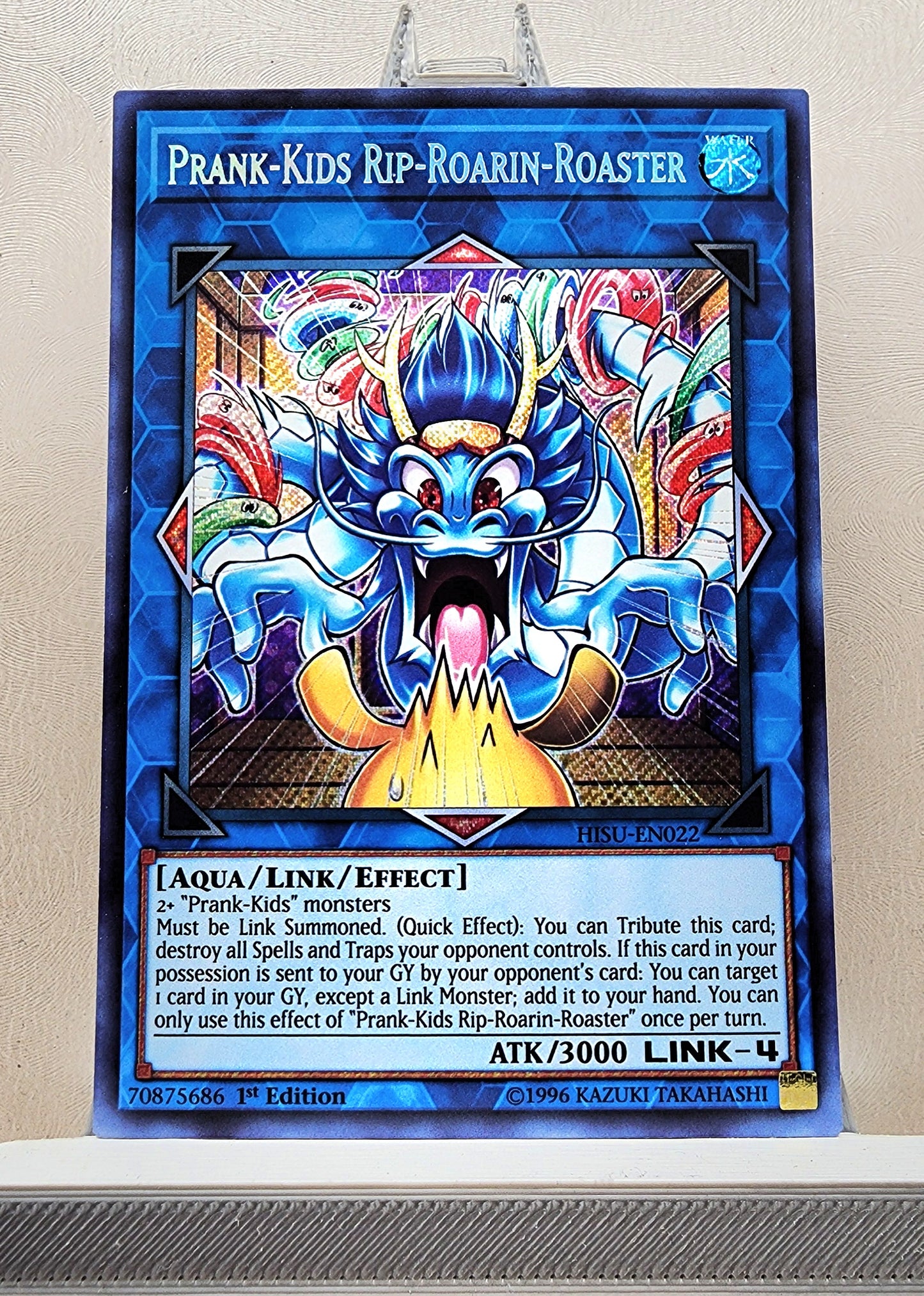 Yugioh! 1x Prank Kids Rip Roarin Roaster (HISU - Secret Rare) 1st Edition