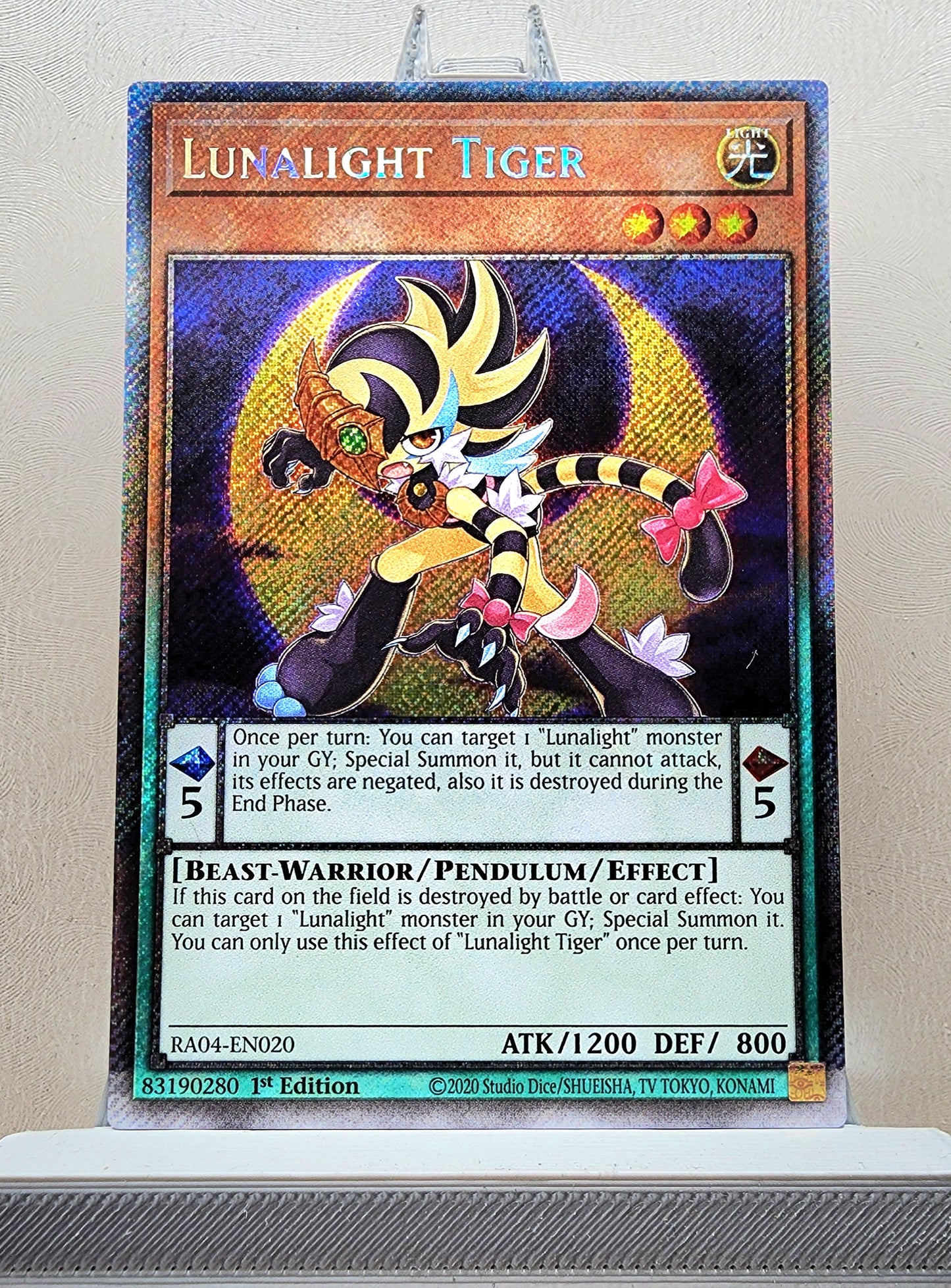 Yugioh! 1x Lunalight Tiger (RA04 - Platinum Secret Rare) 1st Edition