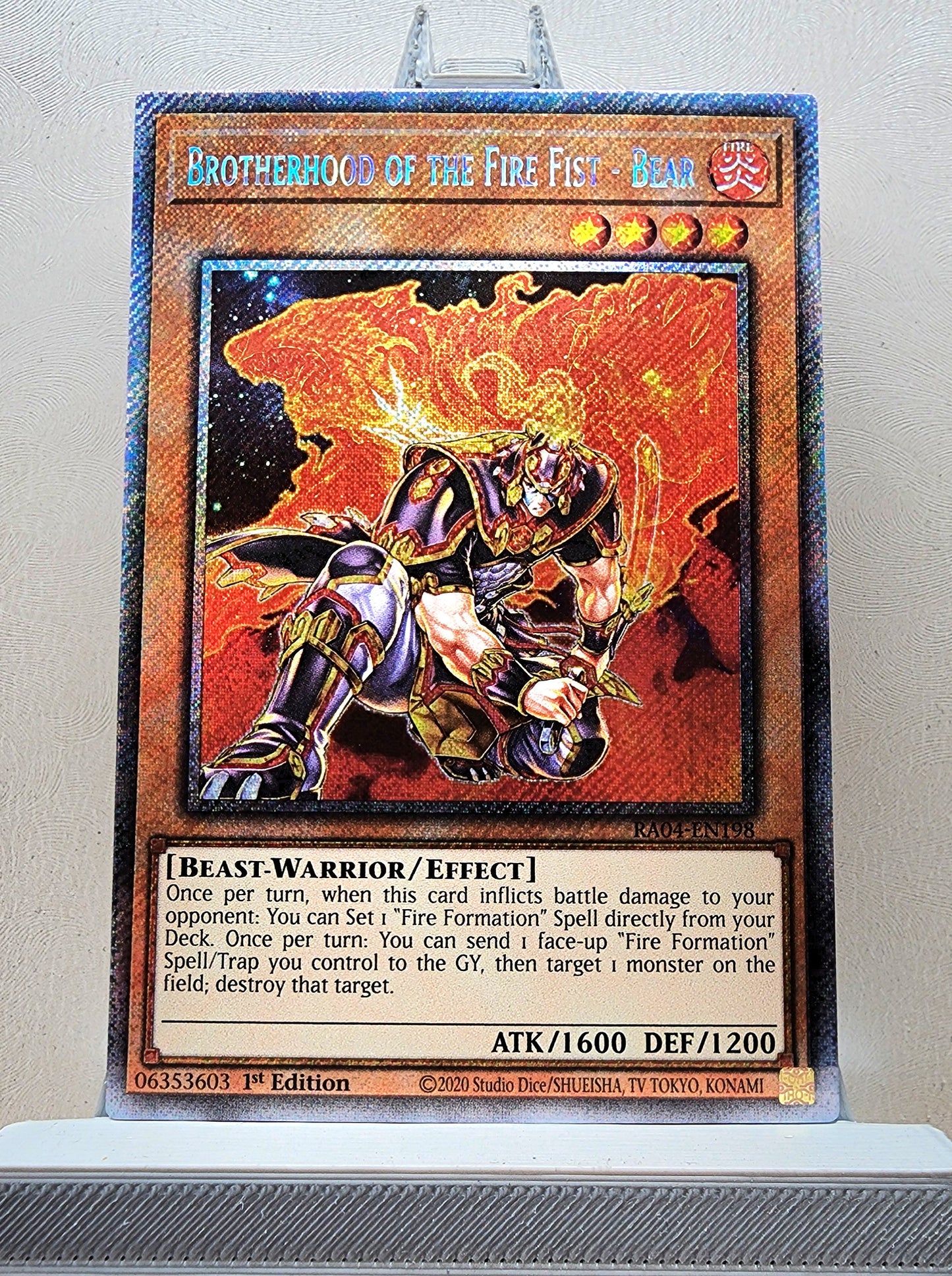 Yugioh! 1x Brotherhood of the Fire Fist - Bear (RA04 - Platinum Secret Rare) 1st Edition