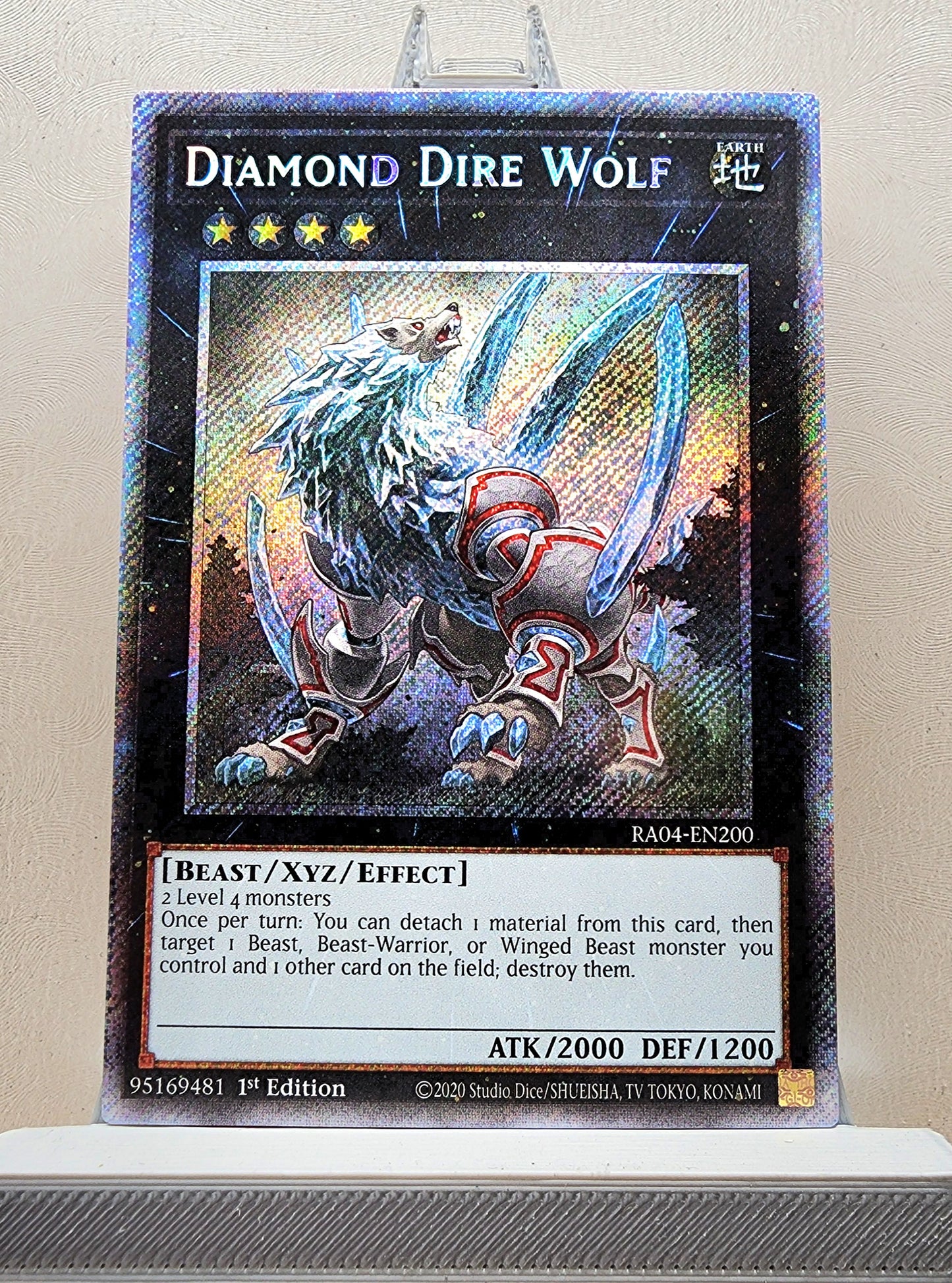 Yugioh! 1x Diamond Dire Wolf (RA04 - Platinum Secret Rare) 1st Edition