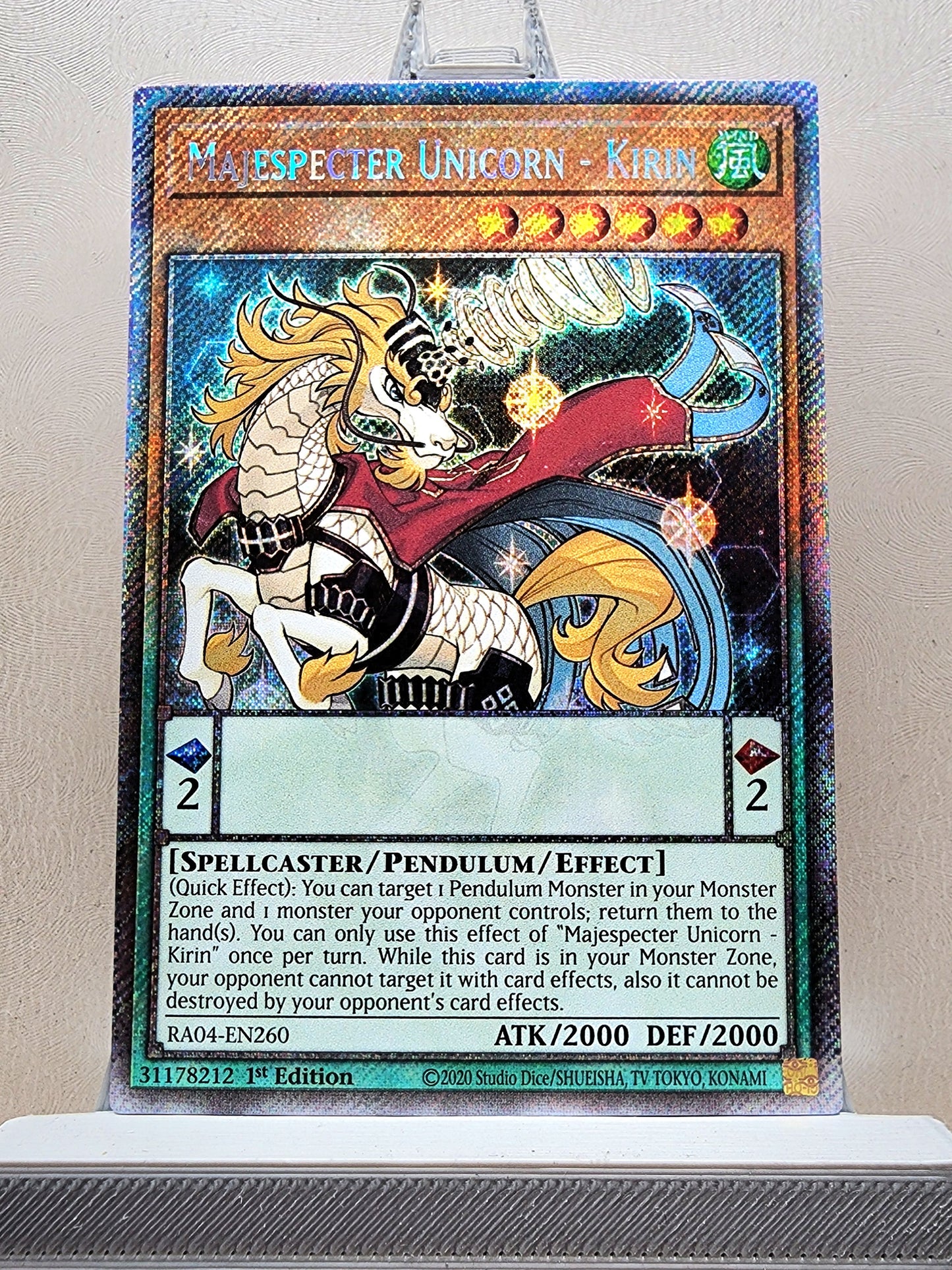 Yugioh! 1x Majespecter Unicorn - Kirin (RA04 - Platinum Secret Rare) 1st Edition