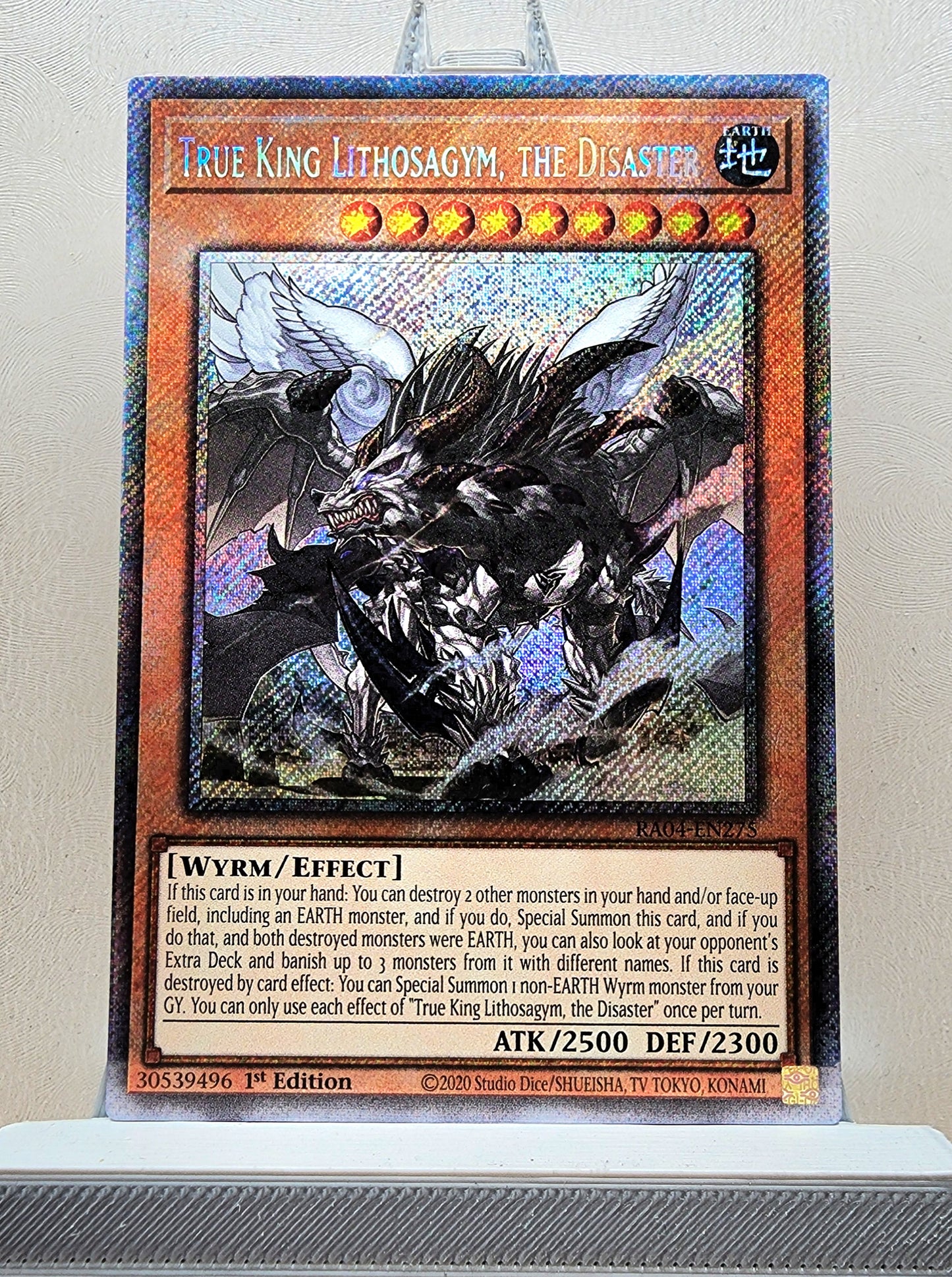 Yugioh! 1x True King Lithosagym, the Disaster (RA04 - Platinum Secret Rare) 1st Edition