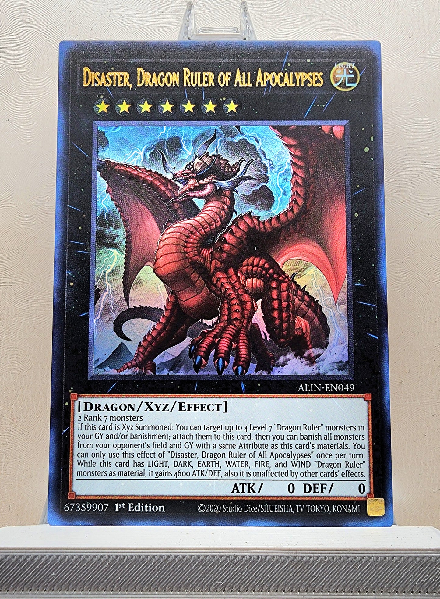 Yugioh! 1x Disaster, Dragon Ruler of All Apocalypses (ALIN - Ultra Rare) 1st Edition