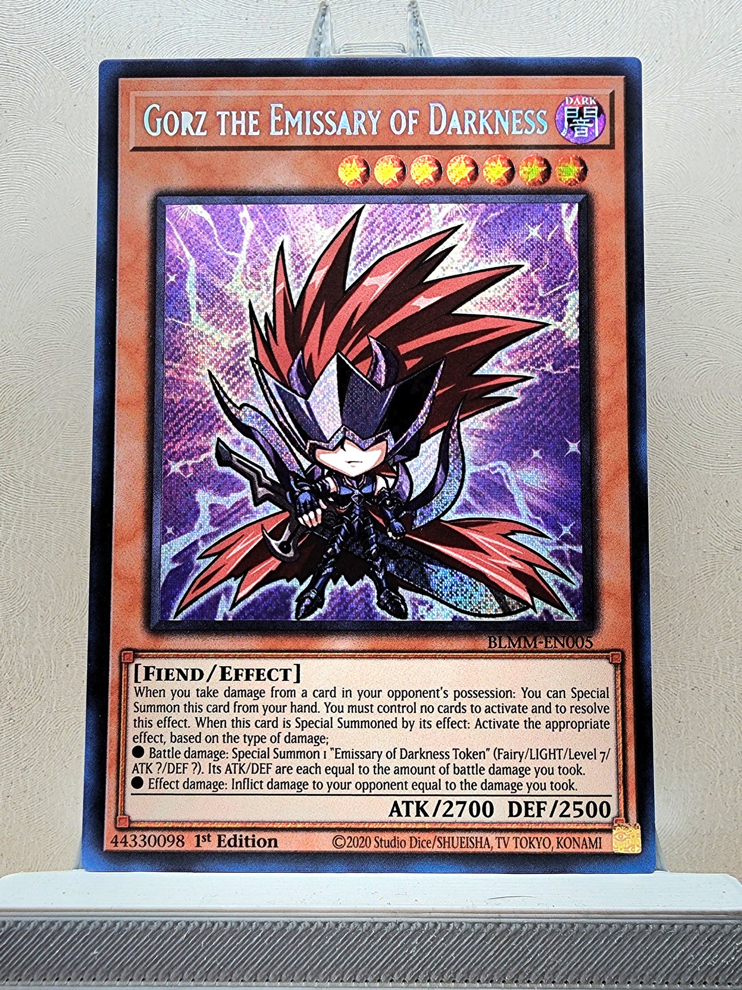 Yugioh! 1x Gorz the Emissary of Darkness Chibi Artwork (BLMM - Secret Rare) 1st Edition