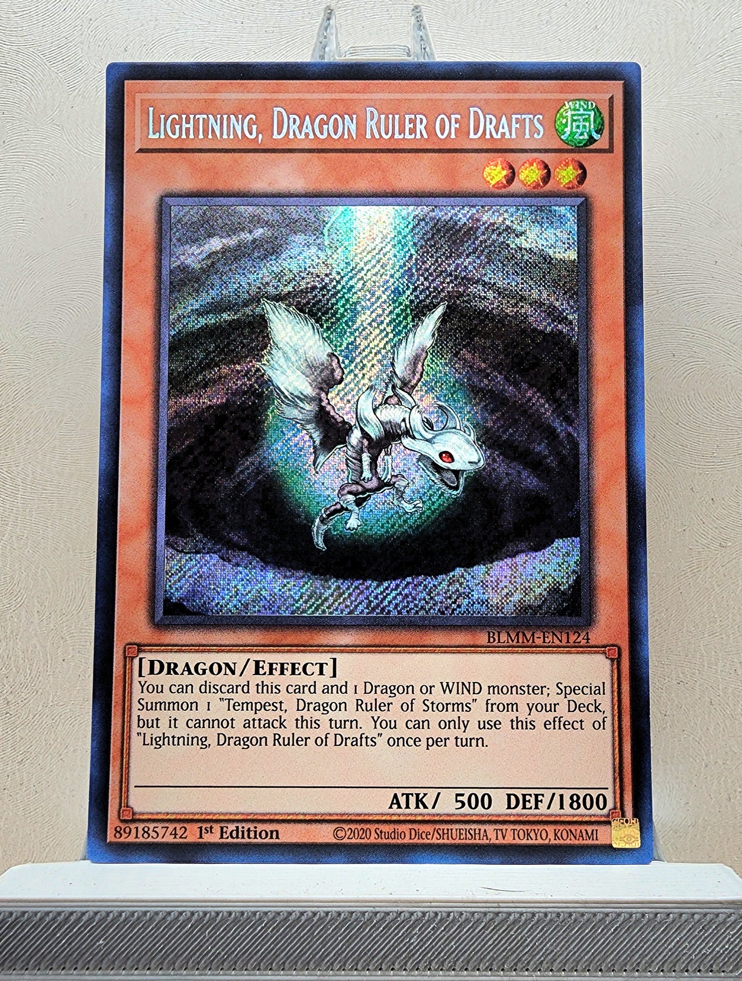 Yugioh! 1x Lightning, Dragon Ruler of Drafts (BLMM - Secret Rare) 1st Edition