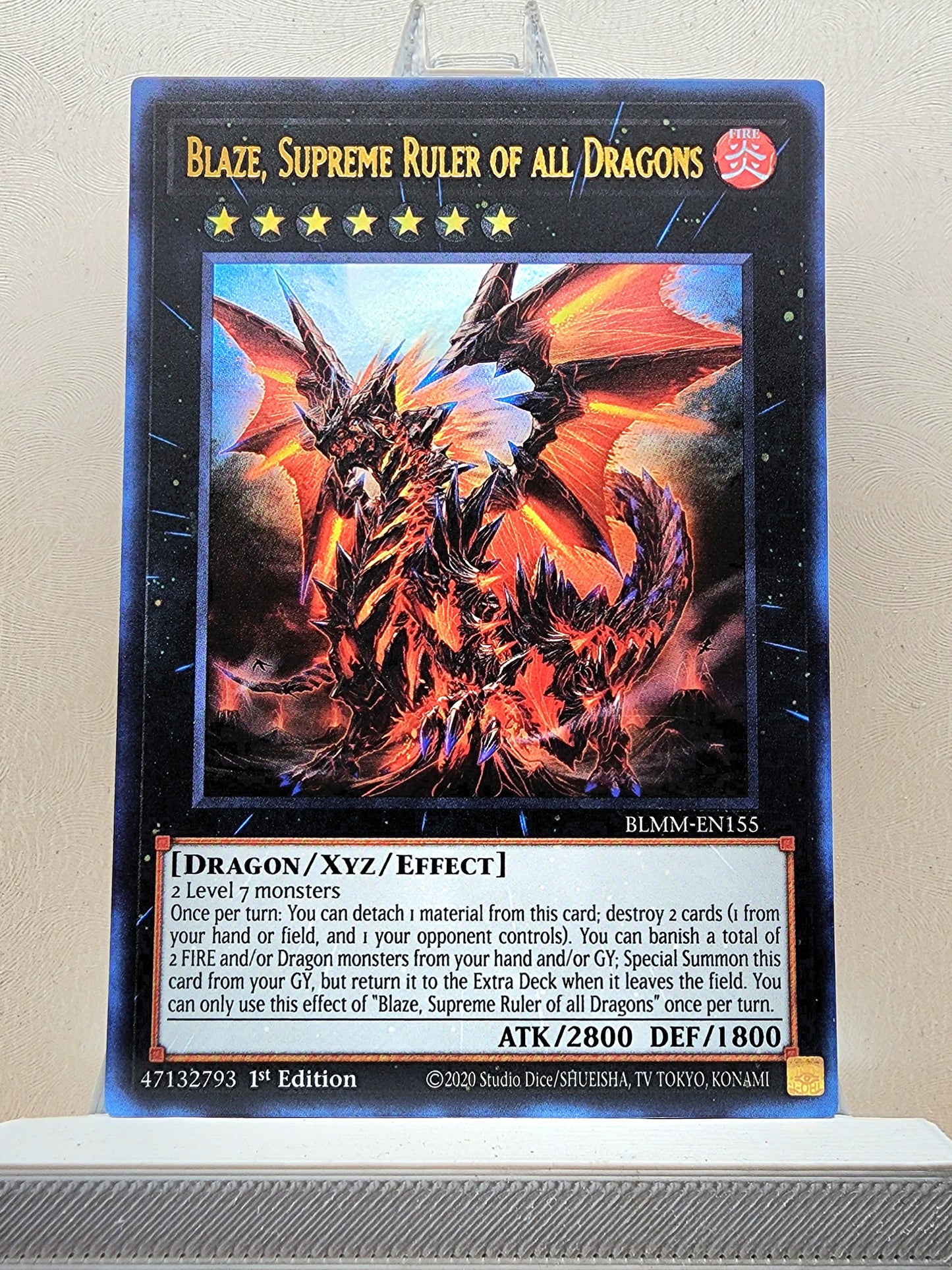Yugioh! 1x Blaze, Supreme Ruler of all Dragons (BLMM - Ultra Rare) 1st Edition