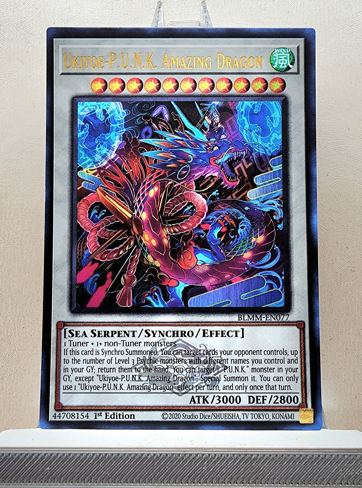 Yugioh! 1x Ukiyoe-P.U.N.K. Amazing Dragon (BLMM - Emblazoned Ultra Rare) 1st Edition
