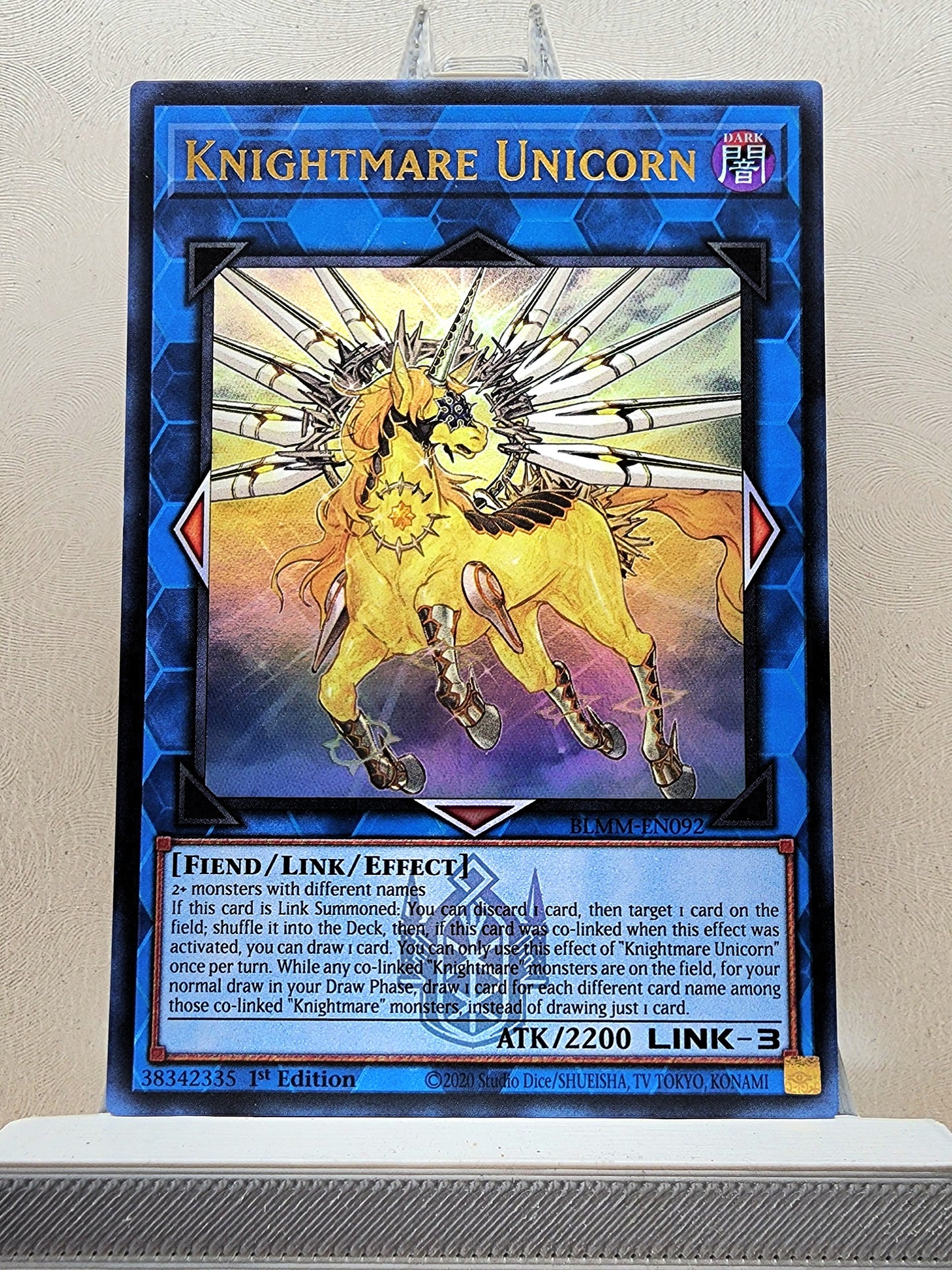Yugioh! 1x Knightmare Unicorn (BLMM - Emblazoned Ultra Rare) 1st Edition