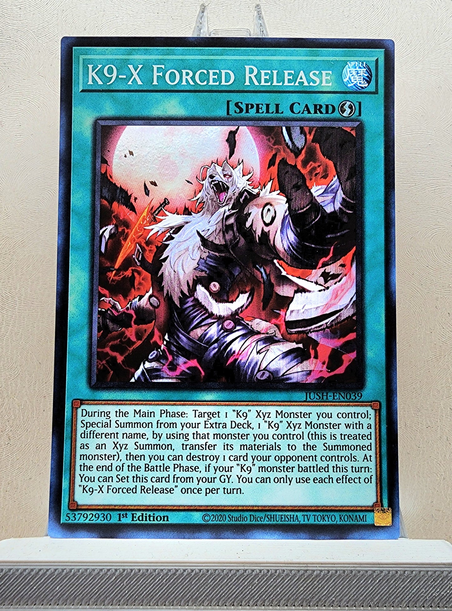 Yugioh! 1x K9-X Forced Release (JUSH - Super Rare) 1st Edition