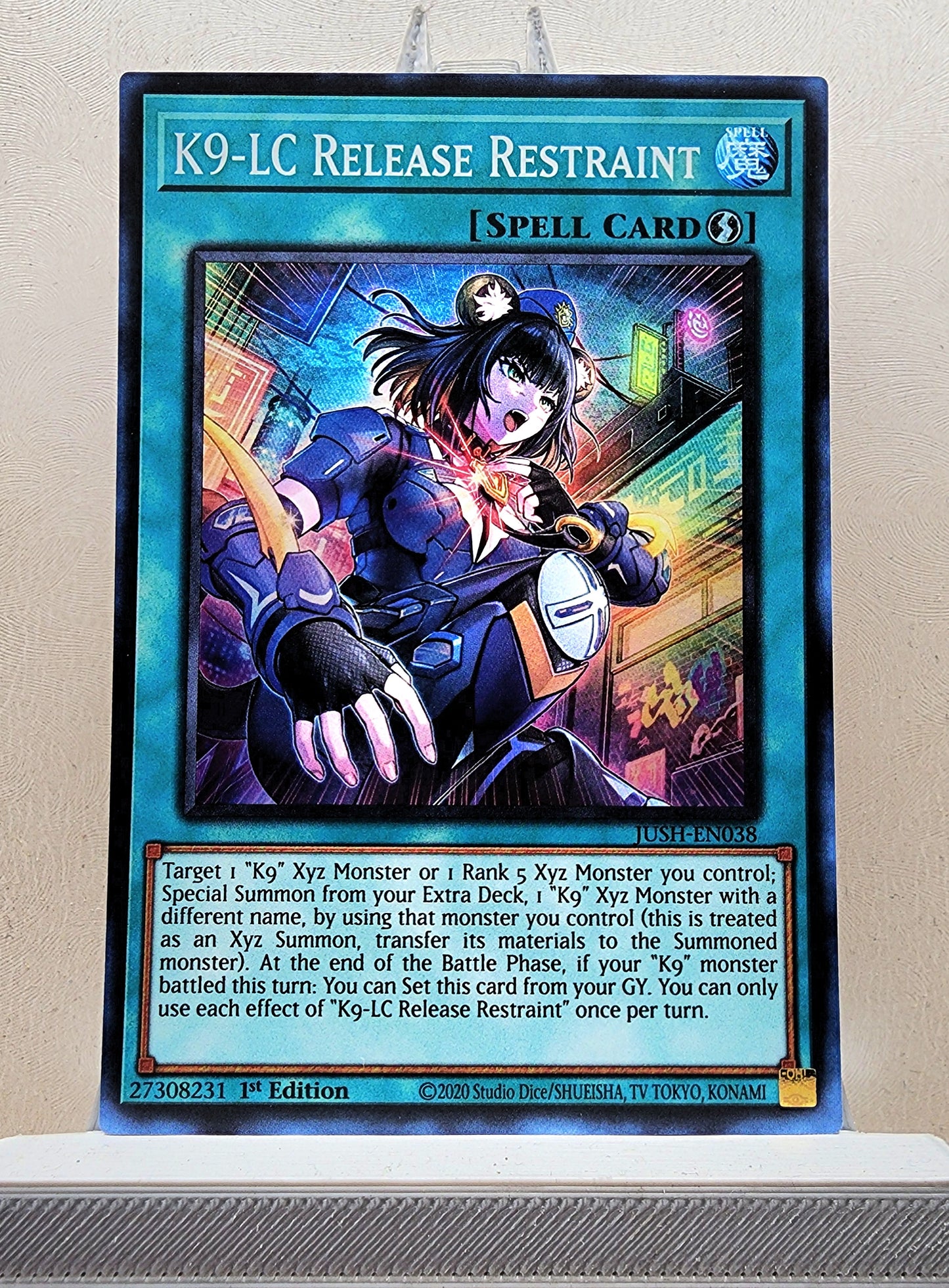 Yugioh! 1x K9-LC Release Restraint (JUSH - Super Rare) 1st Edition