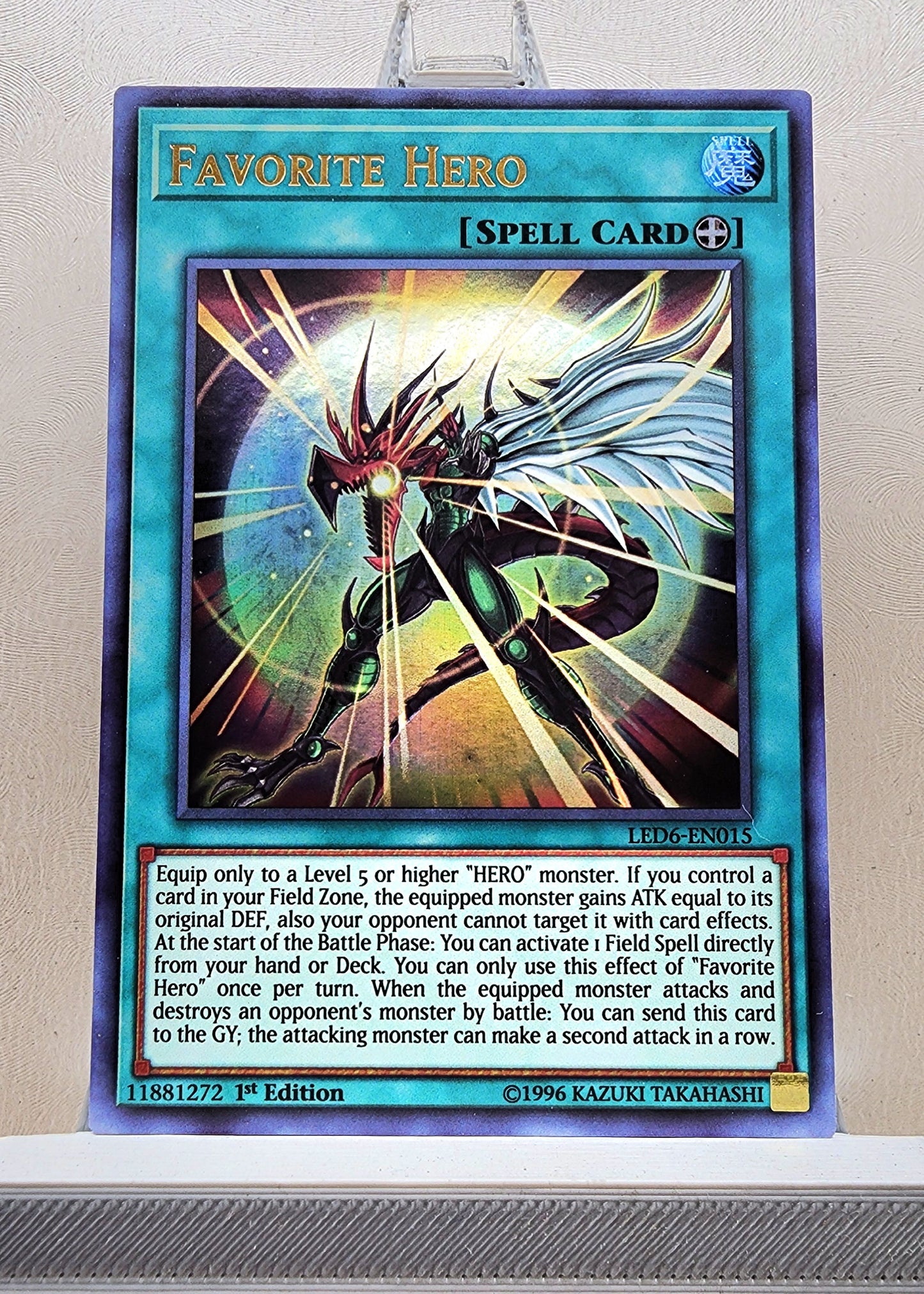 Yugioh! 1x Favorite Hero (LED6 - Ultra Rare) 1st Edition