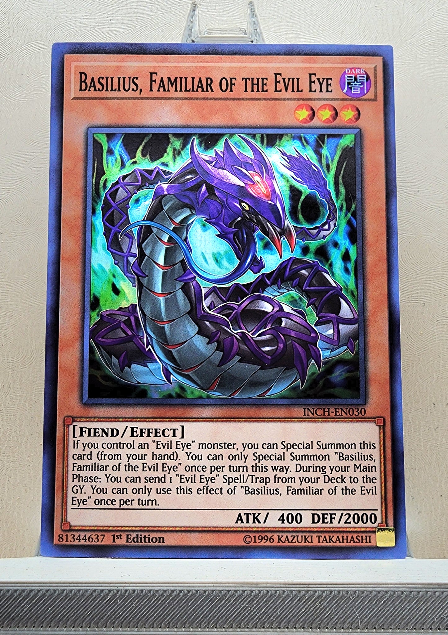 Yugioh! 1x Basilius, Familiar of the Evil Eye (INCH - Super Rare) 1st Edition