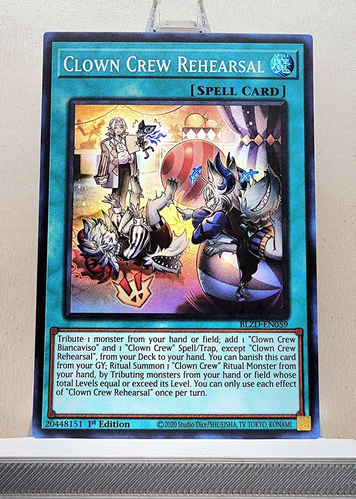 Yugioh! 1x Clown Crew Rehearsal (BLZD - Super Rare) 1st Edition