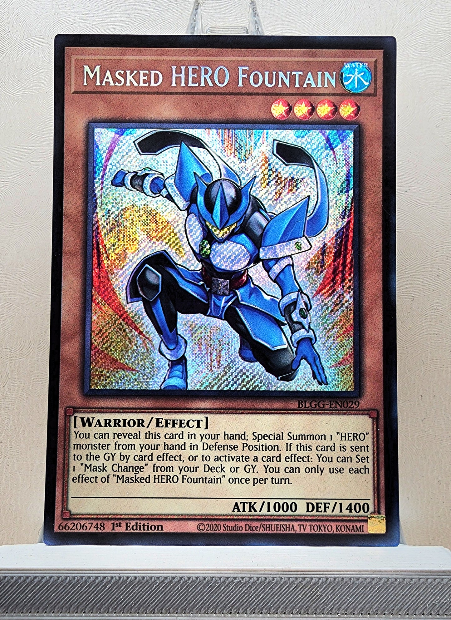 Yugioh! 1x Masked HERO Fountain (BLGG - Secret Rare) 1st Edition