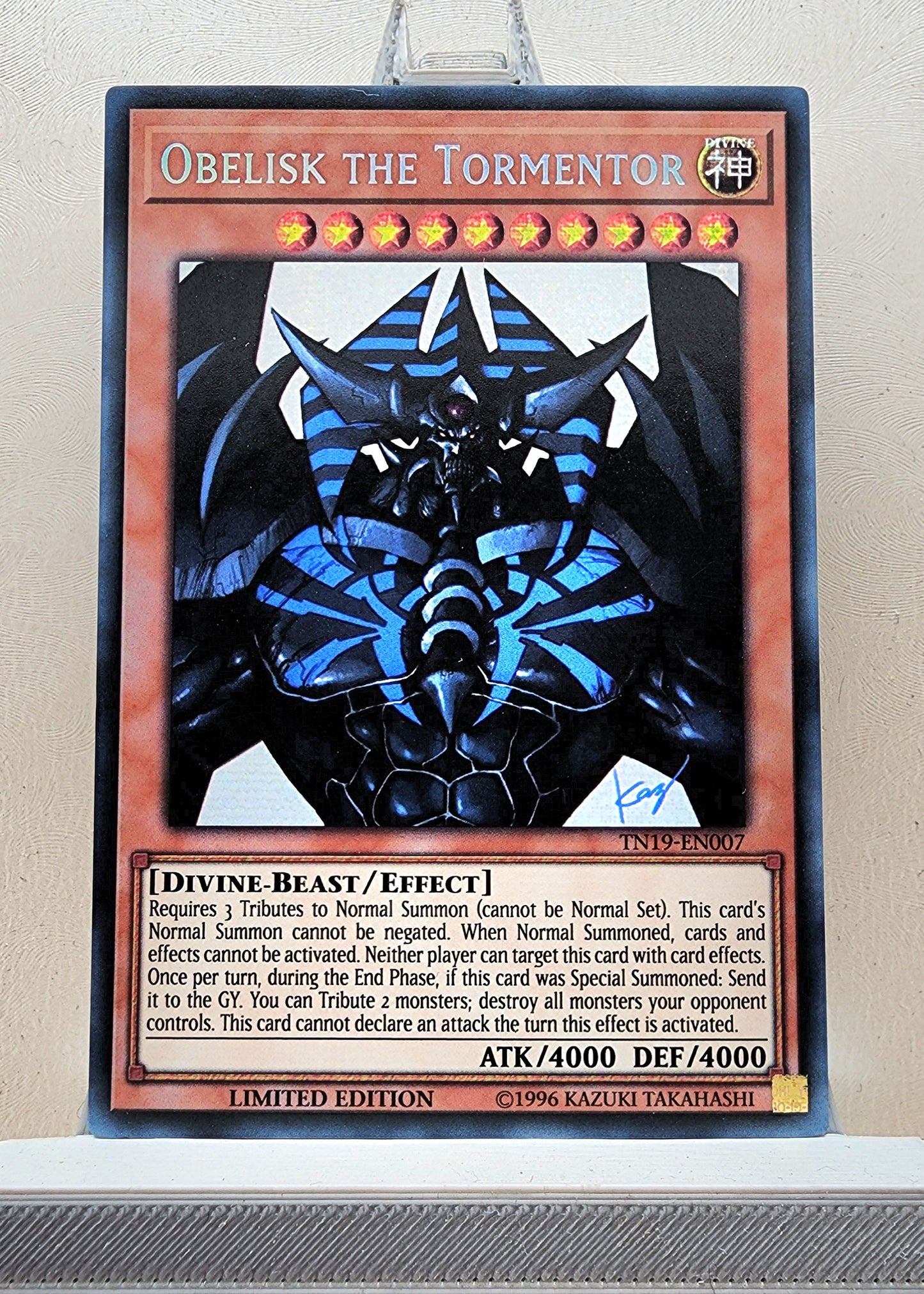 Yugioh! 1x Obelisk the Tormentor (TN19 - Prismatic Secret Rare) Limited Edition