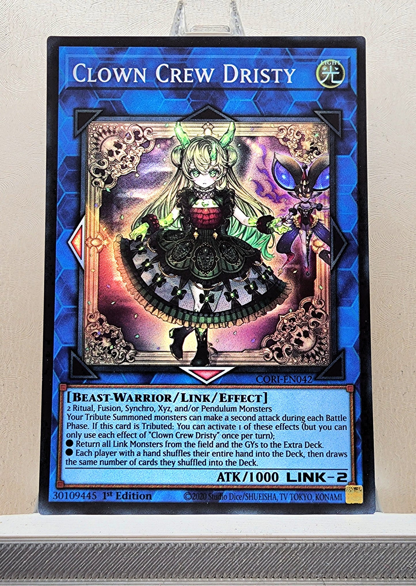Yugioh! 1x Clown Crew Dristy (CORI - Super Rare) 1st Edition