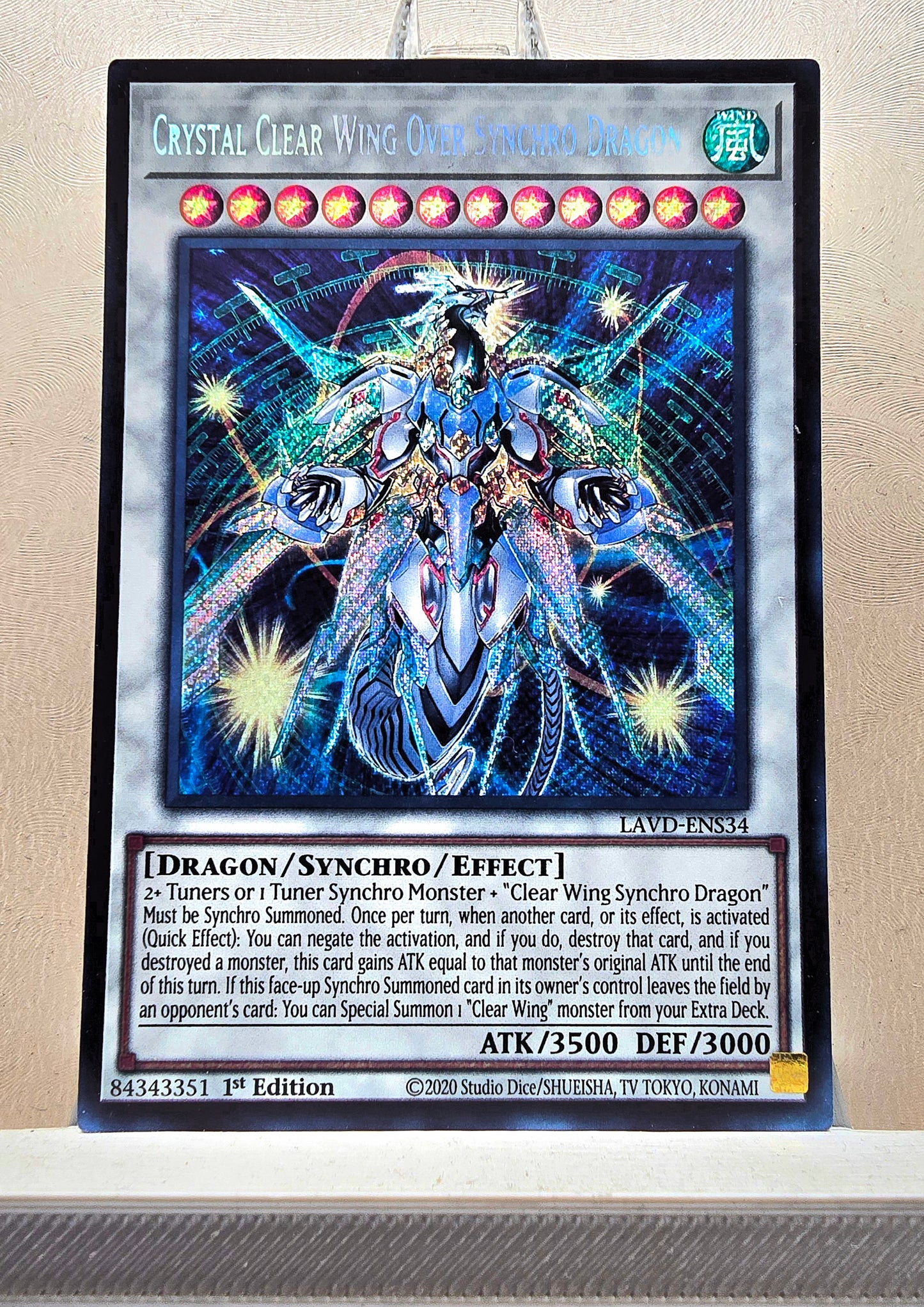 Yugioh! 1x Crystal Clear Wing Over Synchro Dragon (LAVD - Secret Rare) 1st Edition