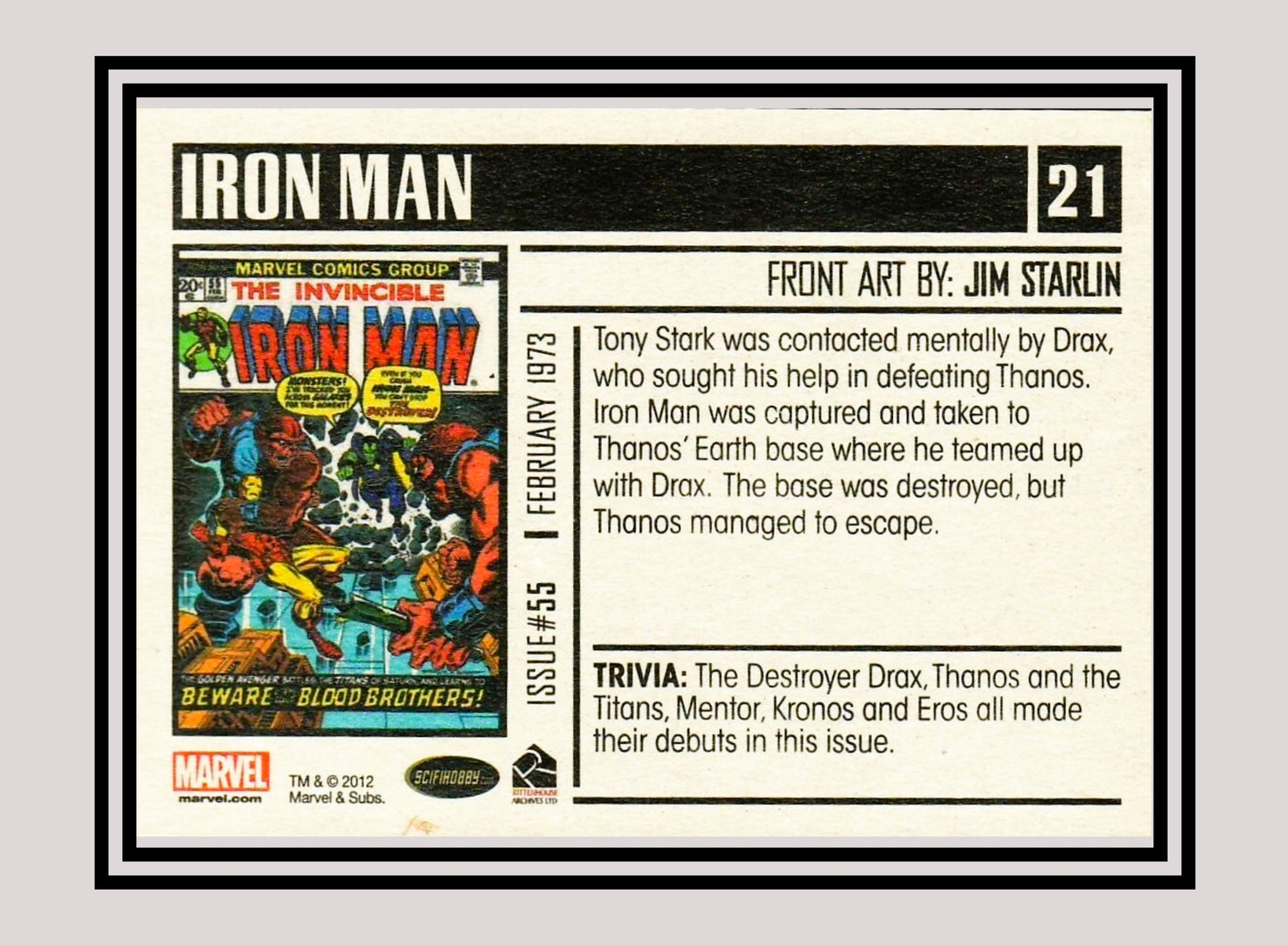 Marvel! 1x The Invincible Iron Man #55 - Base (#21 - 2012 Rittenhouse Marvel Bronze Age)
