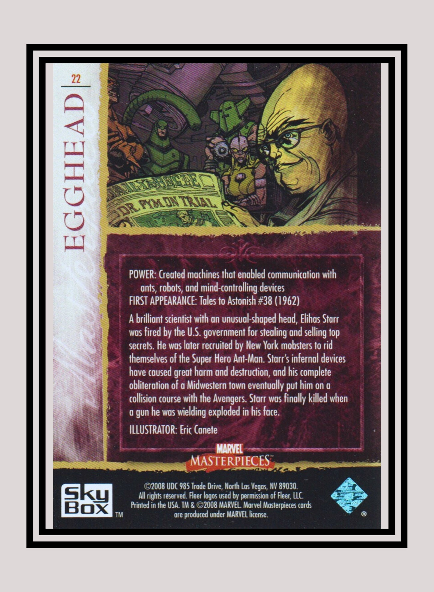 Marvel! 1x Egghead - Base (#22 - 2008 Upper Deck Marvel Masterpieces Series 2)