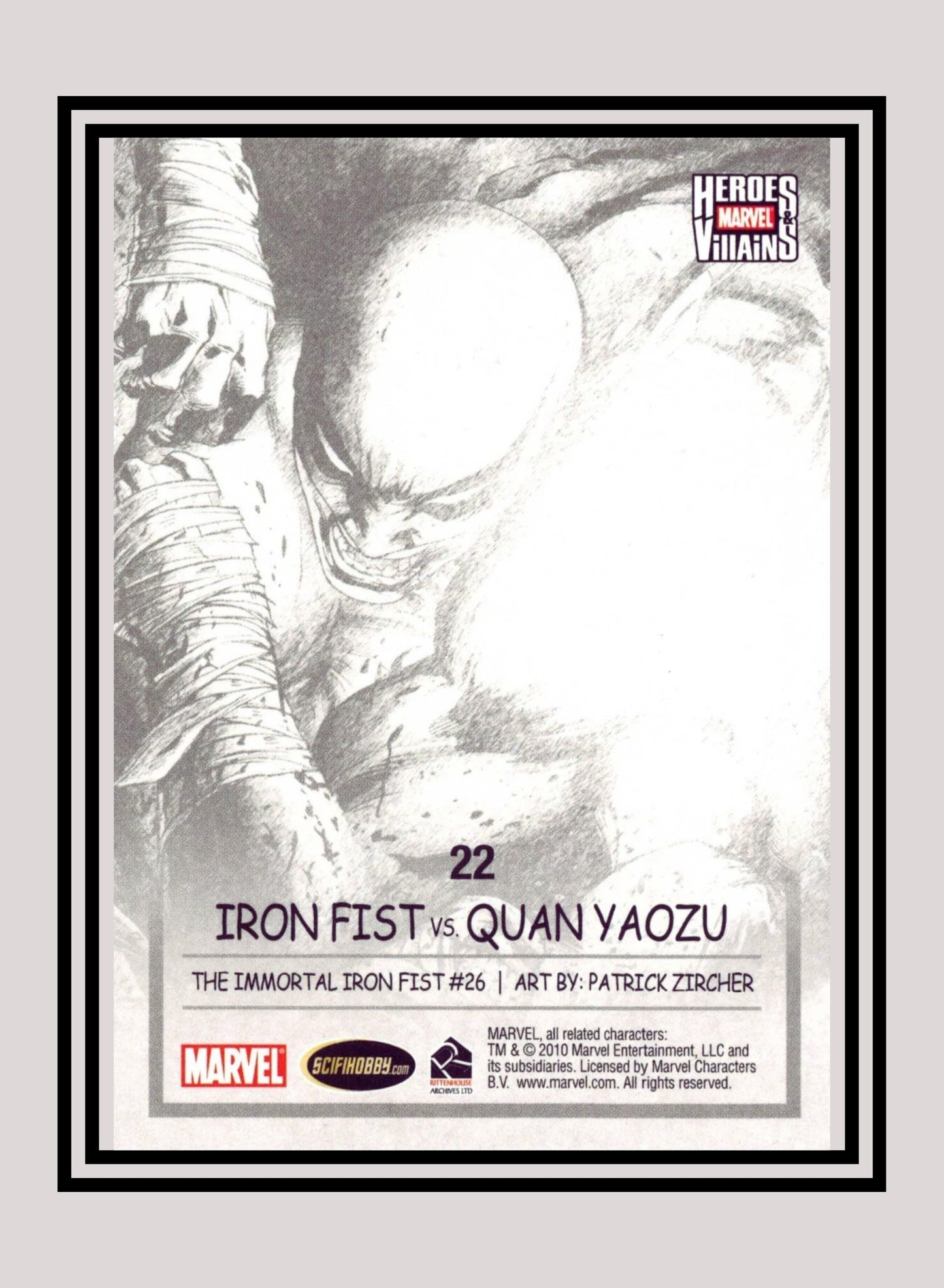 Marvel! 1x Iron Fist vs. Quan Yaozu - Base (#22 - 2010 Rittenhouse Marvel Heroes & Villains)