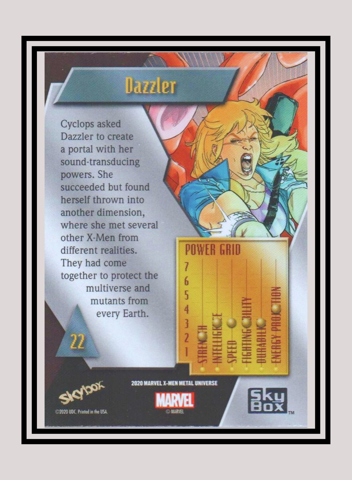 Marvel! 1x Dazzler - Base Low Series (#022 - 2021 Upper Deck X-Men Metal Universe)