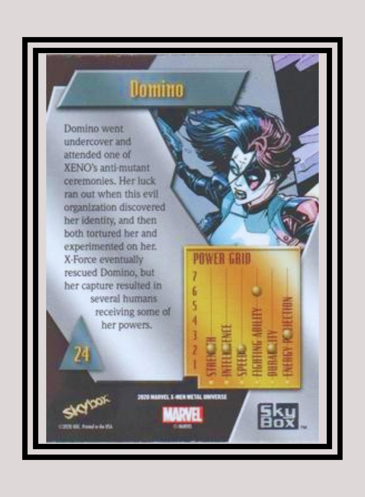 Marvel! 1x Domino - Base Low Series (#024 - 2021 Upper Deck X-Men Metal Universe)