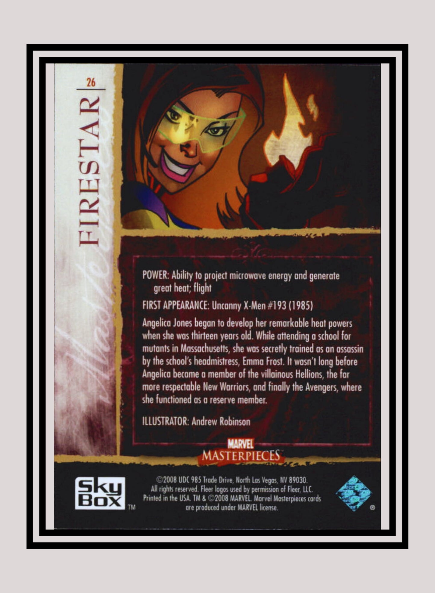 Marvel! 1x Firestar - Base (#26 - 2008 Upper Deck Marvel Masterpieces Series 2)