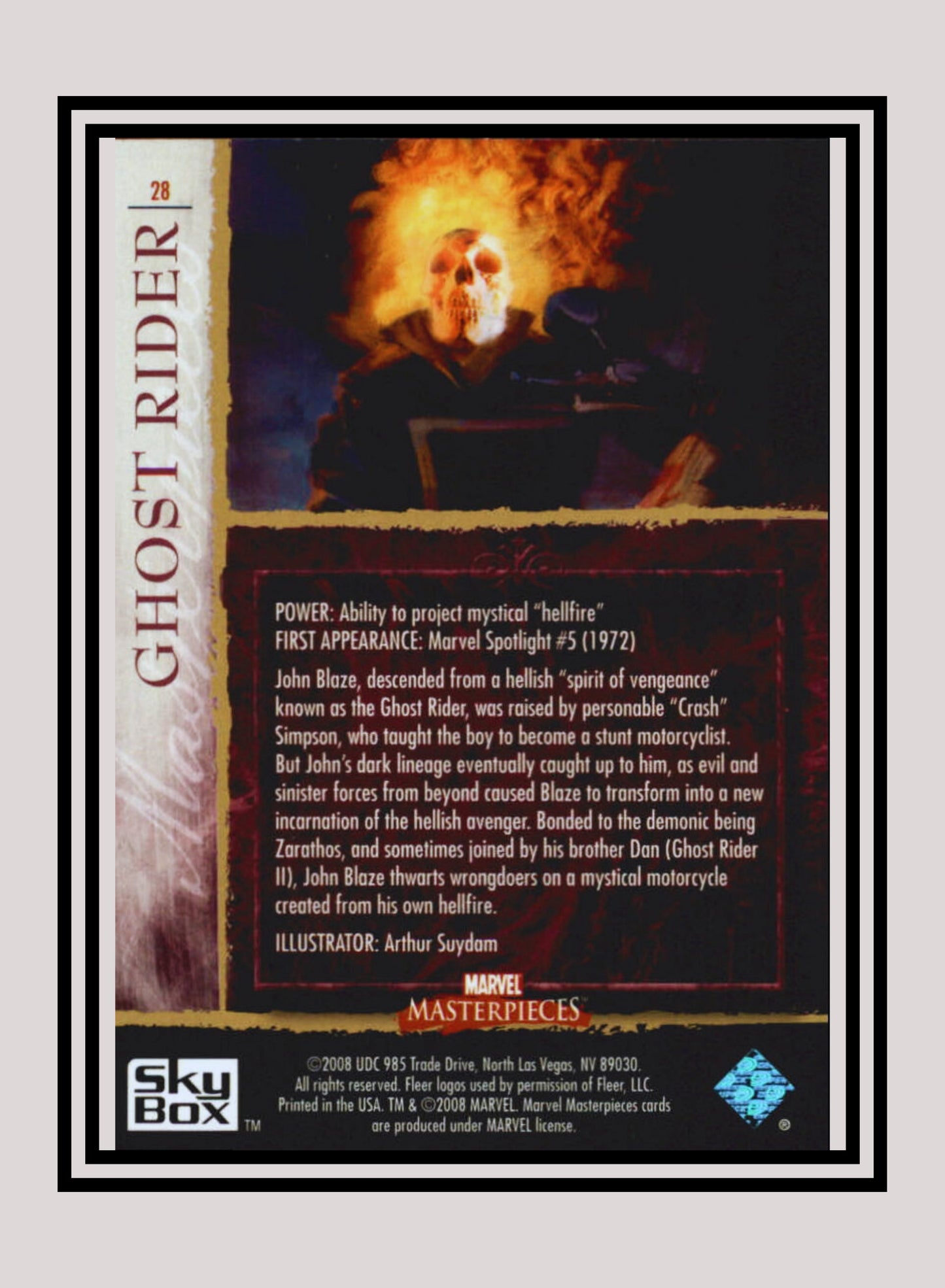 Marvel! 1x Ghost Rider - Base (#28 - 2008 Upper Deck Marvel Masterpieces Series 2)