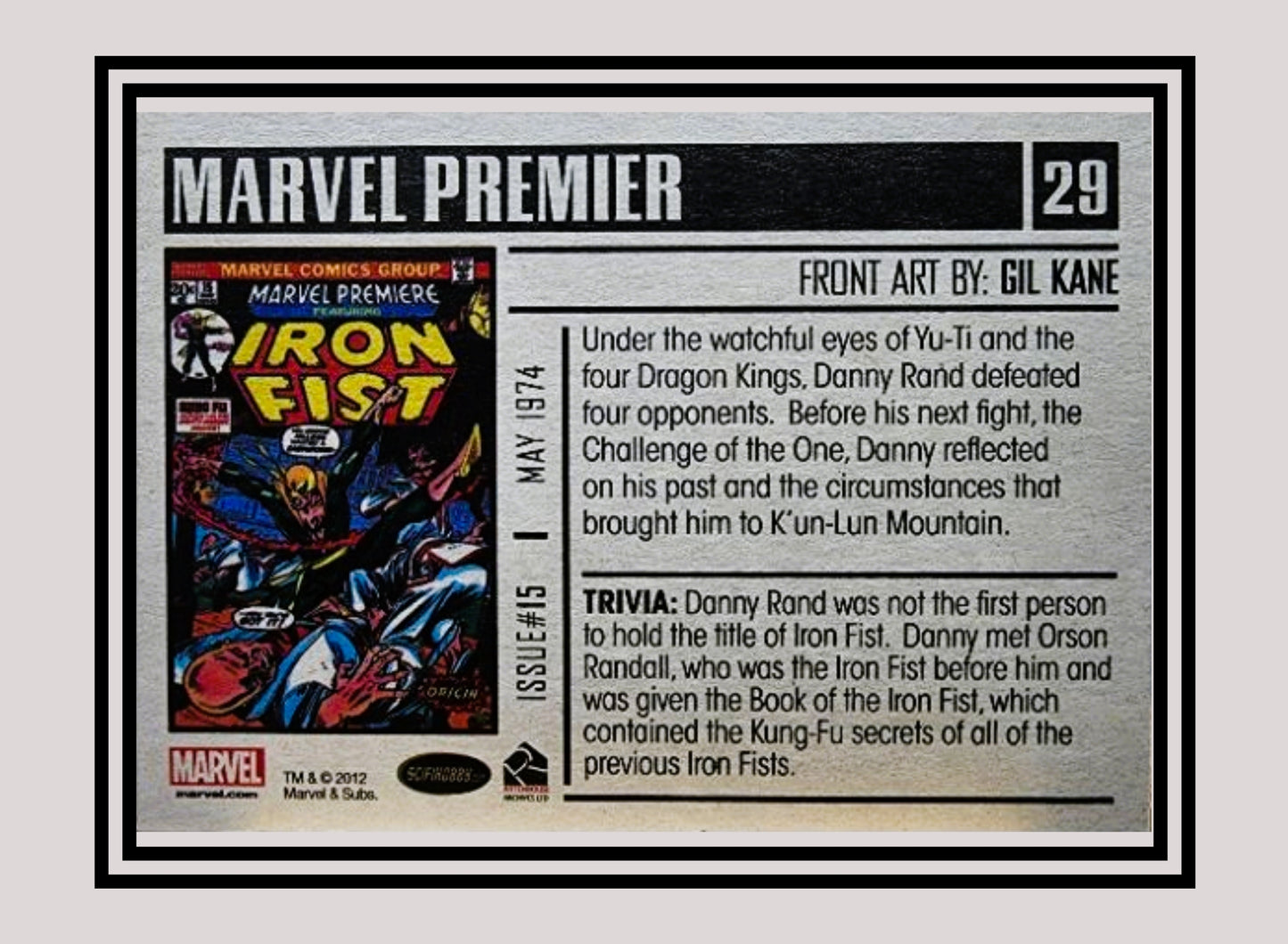 Marvel! 1x Marvel Premiere #15: Iron Fist - Base (#29 - 2012 Rittenhouse Marvel Bronze Age)