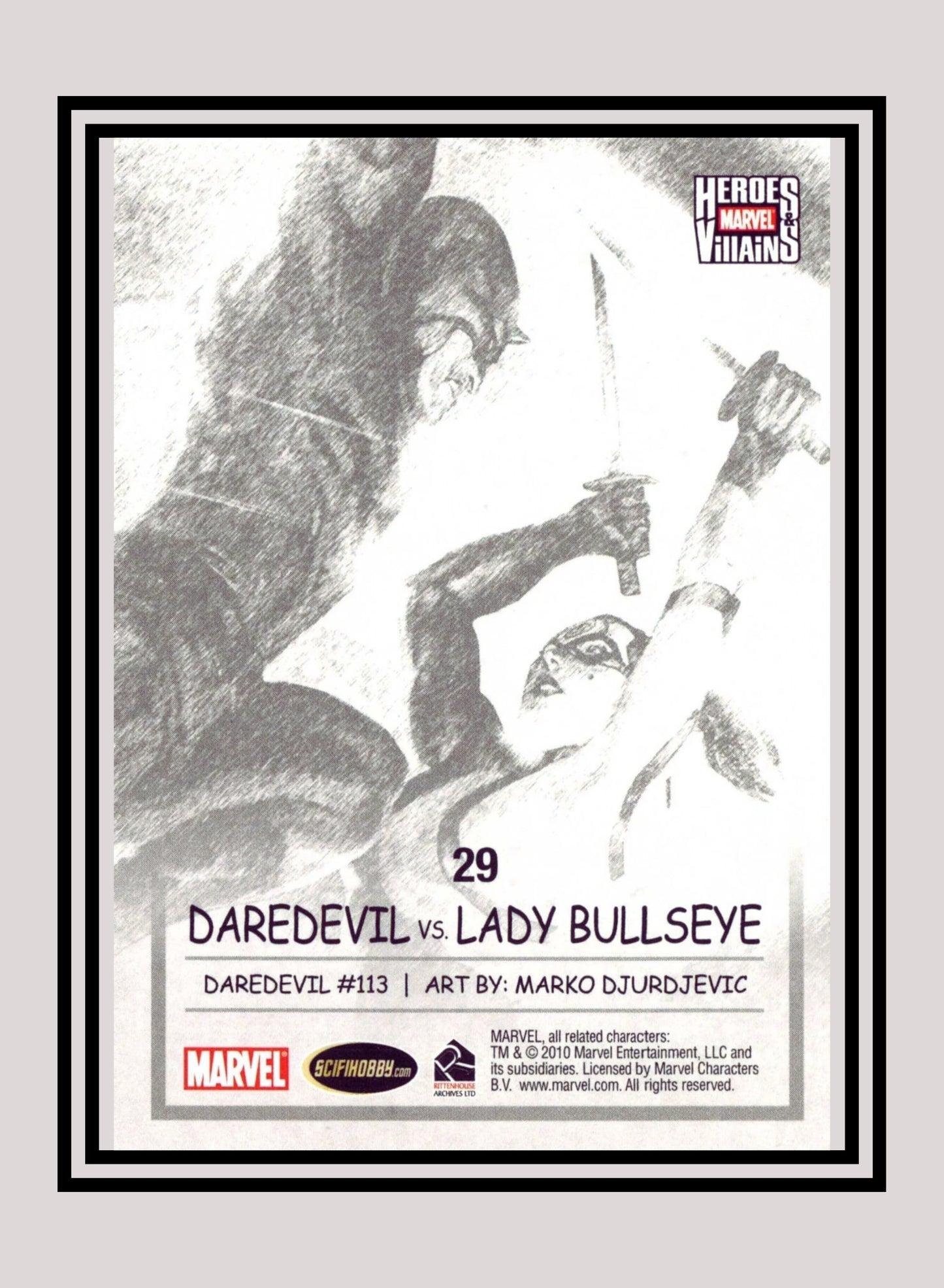 Marvel! 1x Daredevil vs. Lady Bullseye - Base (#29 - 2010 Rittenhouse Marvel Heroes & Villains)
