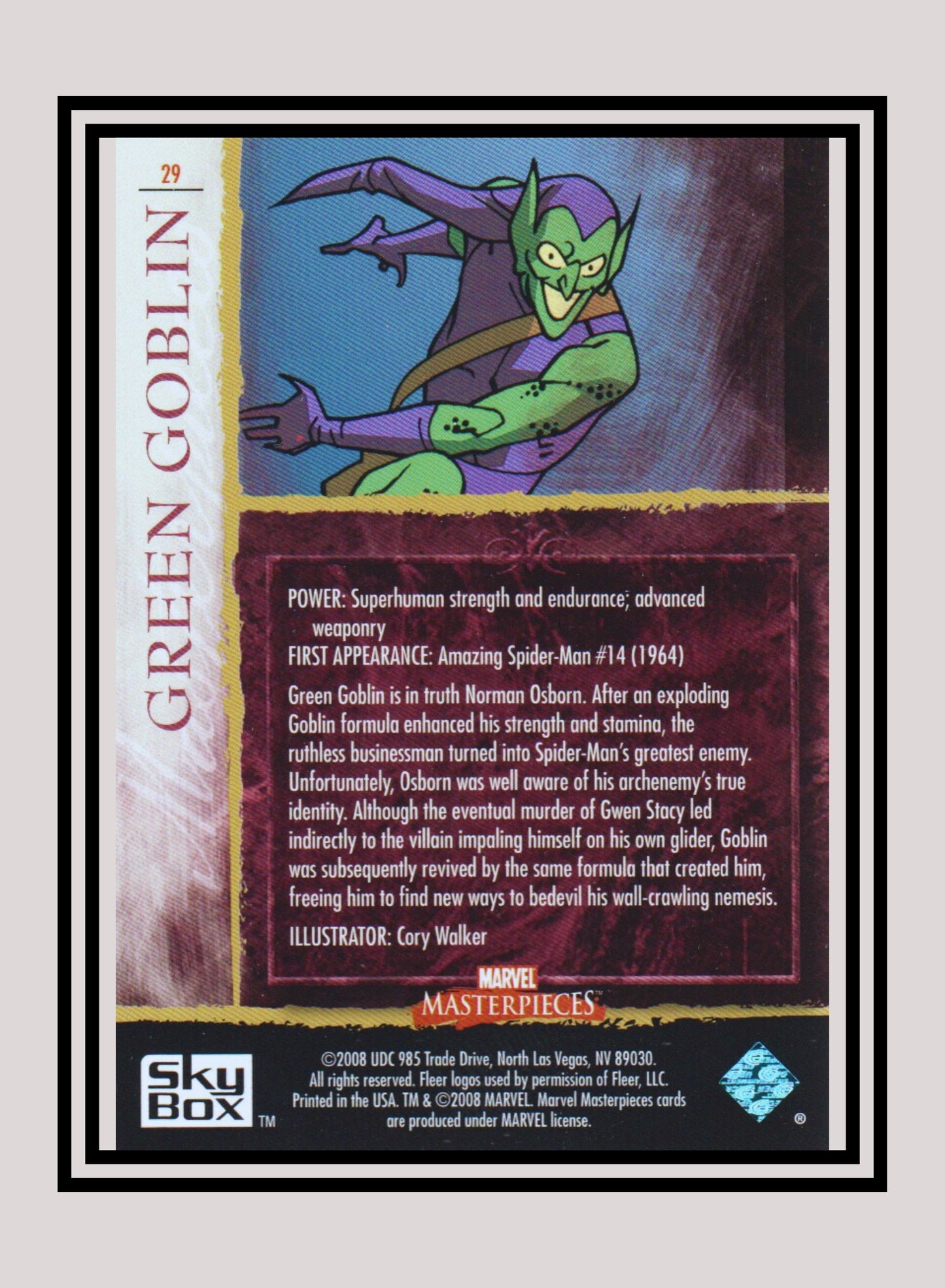 Marvel! 1x Green Goblin - Base (#29 - 2008 Upper Deck Marvel Masterpieces Series 2)