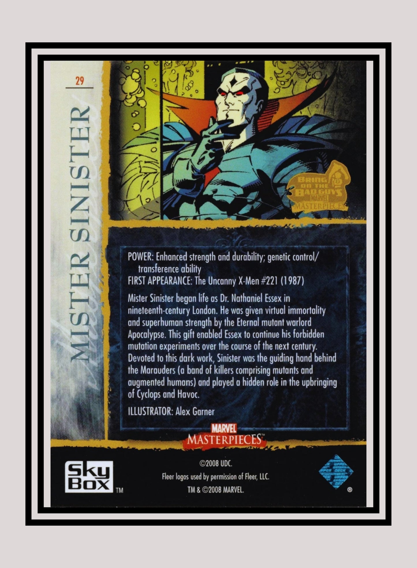 Marvel! 1x Mister Sinister - Base (#29 - 2008 Upper Deck Marvel Masterpieces Series 3)